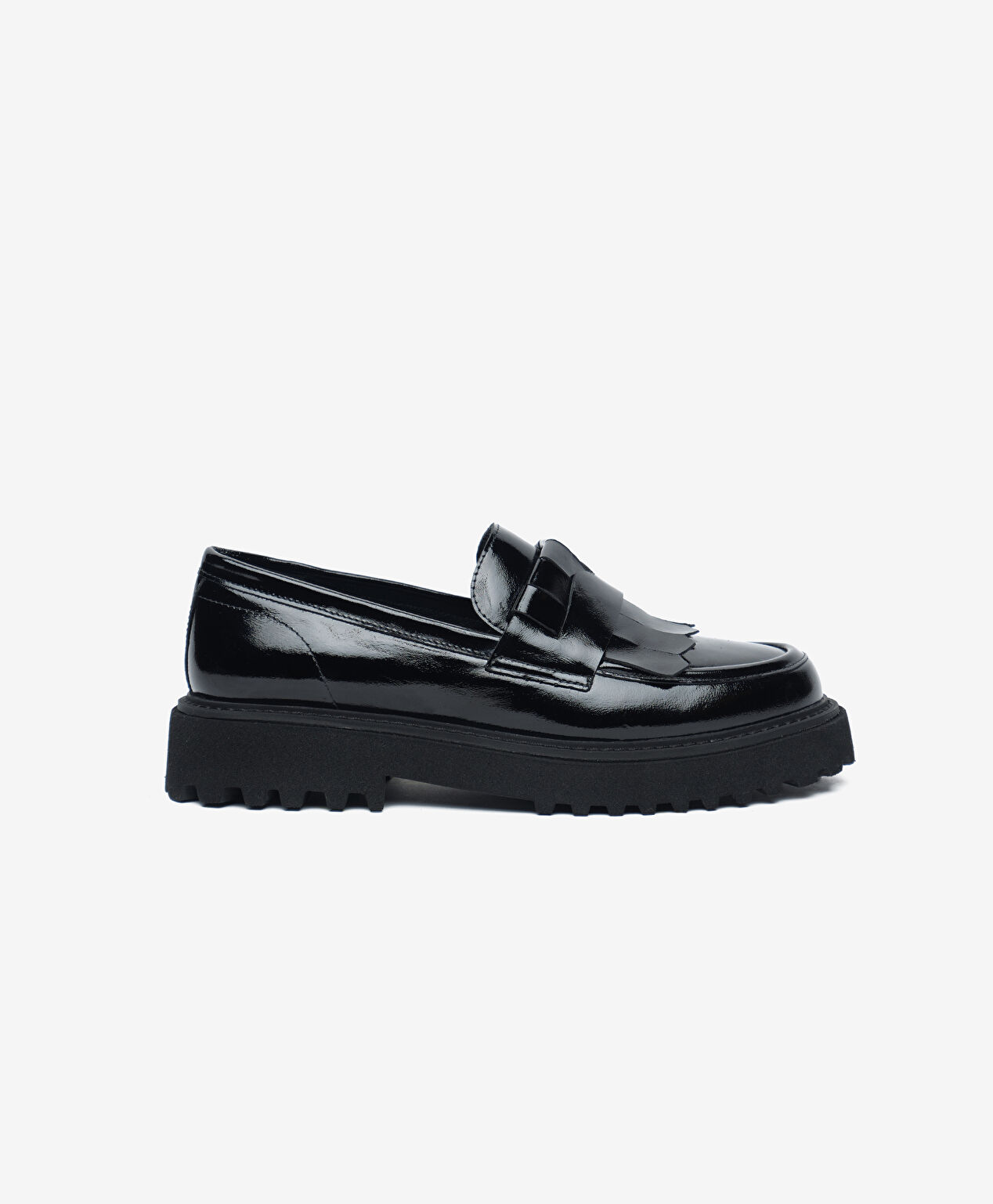 Kadın Siyah Rugan Hakiki Deri Loafer Ayakkabı - 1