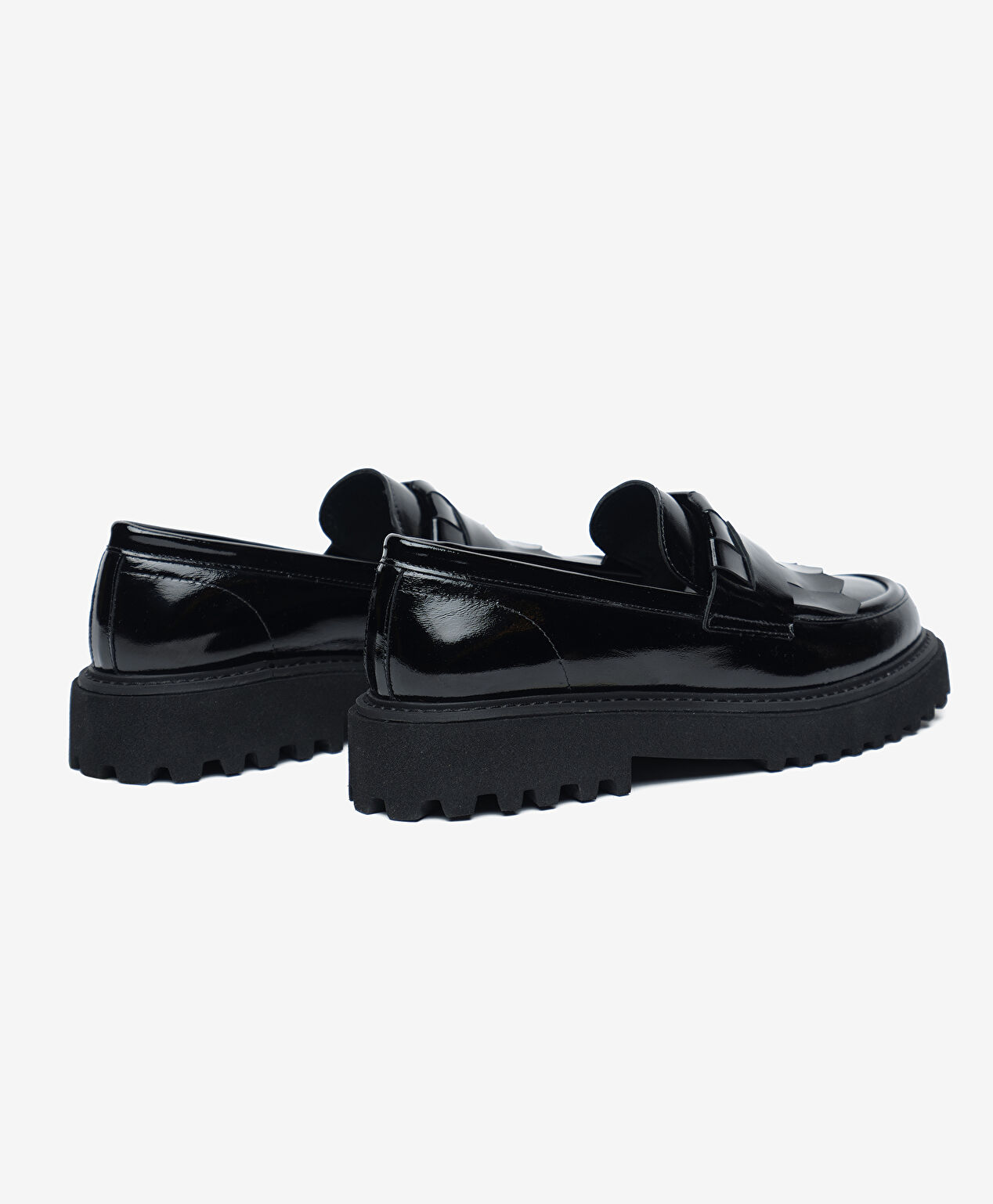 Kadın Siyah Rugan Hakiki Deri Loafer Ayakkabı - 4