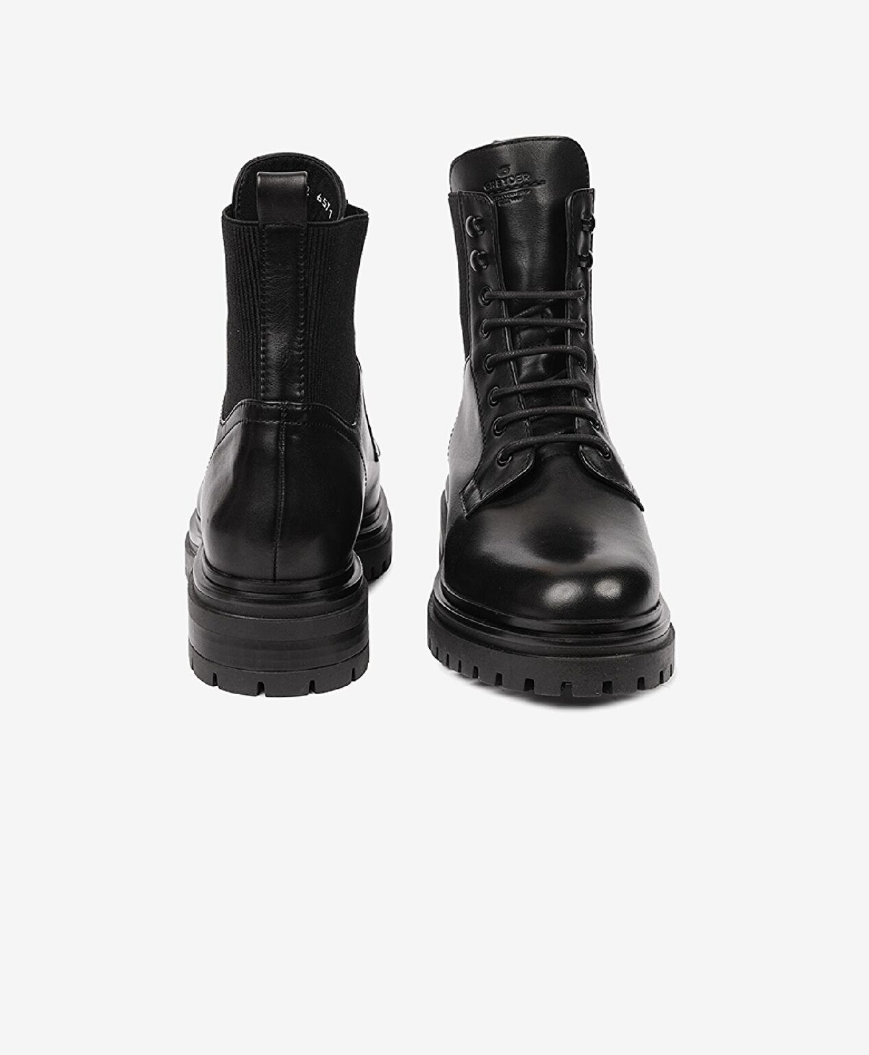 Kadın Siyah Hakiki Deri Military Bot - 7