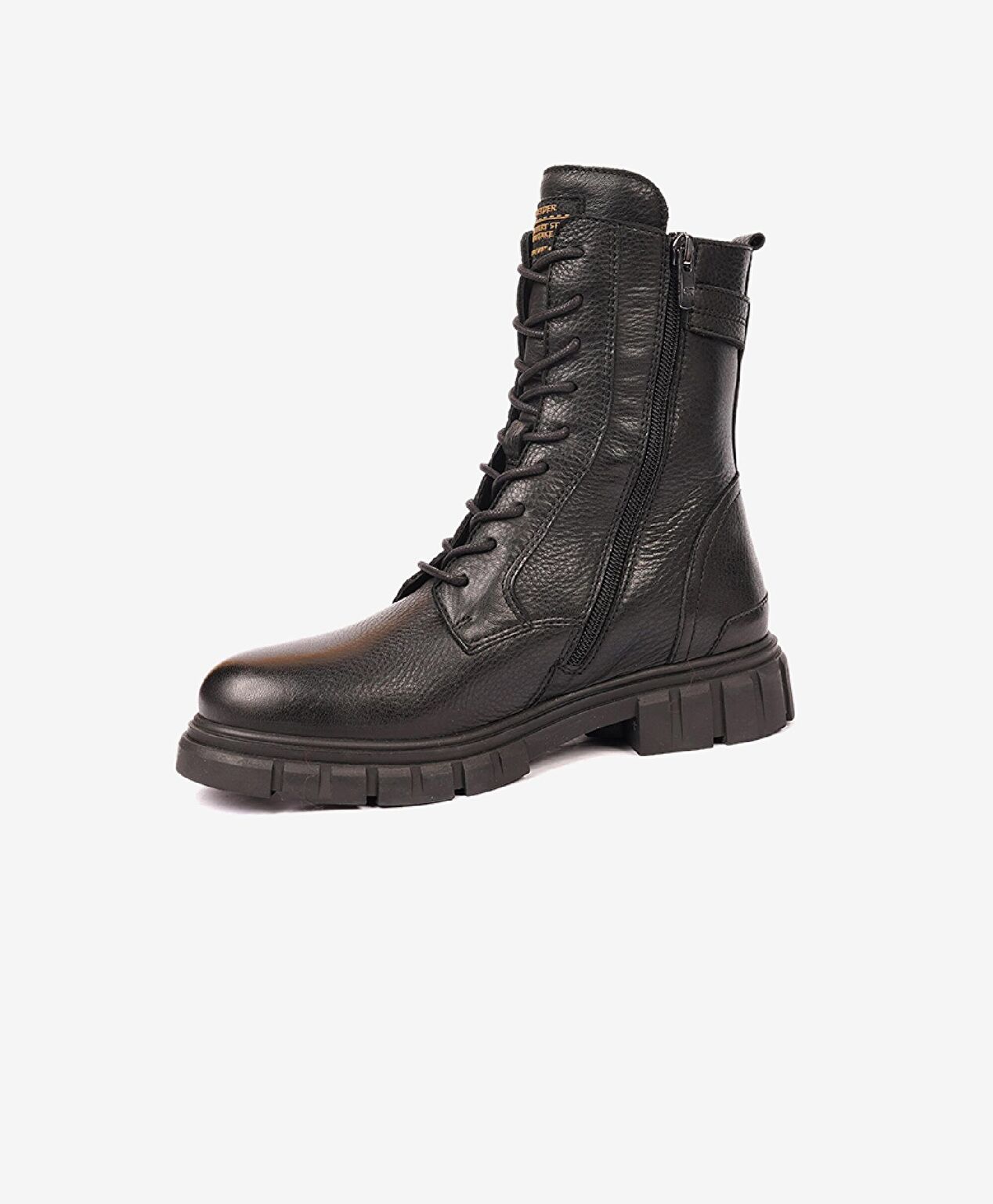 Kadın Siyah Hakiki Deri Military Bot - 3