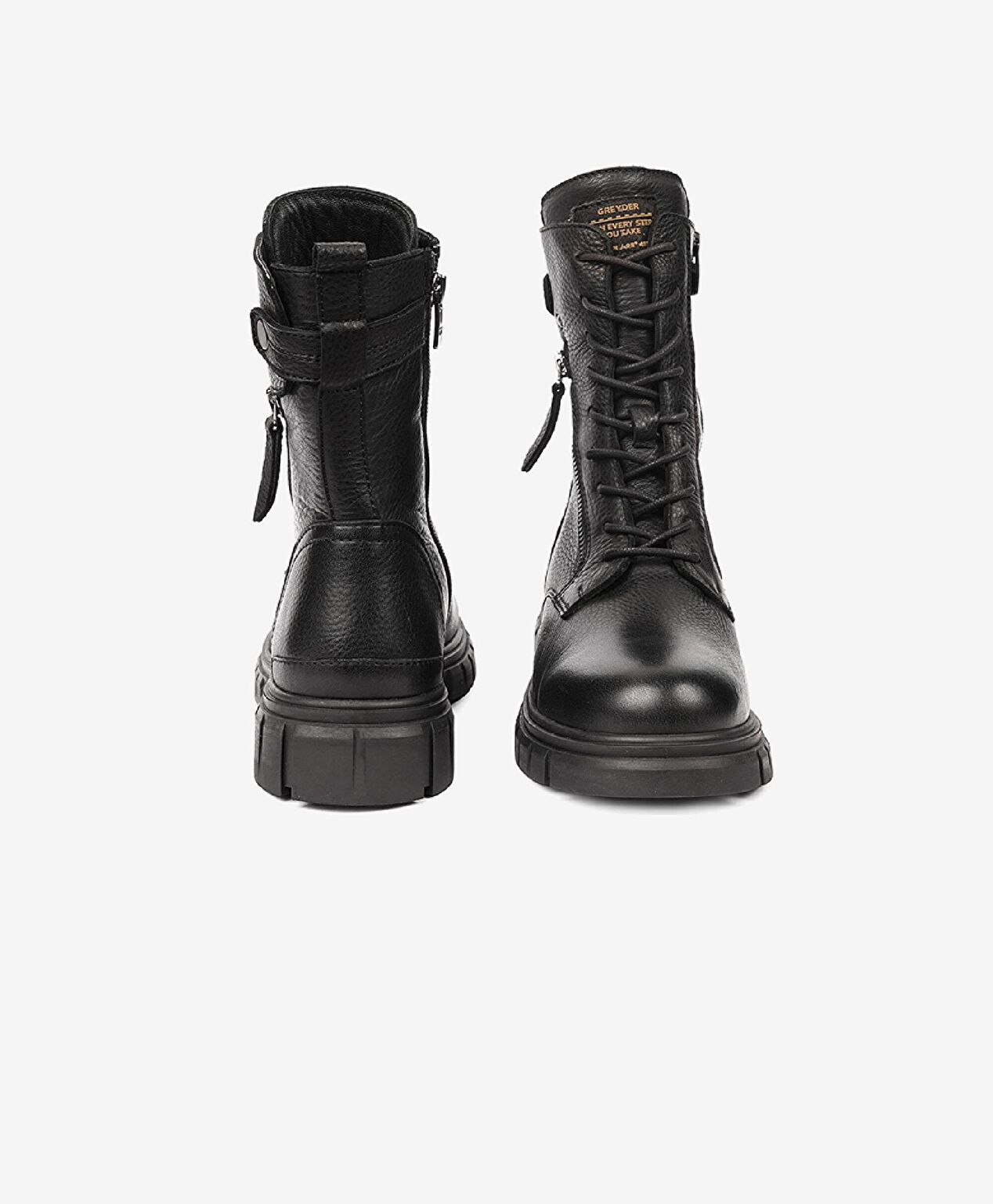 Kadın Siyah Hakiki Deri Military Bot - 7