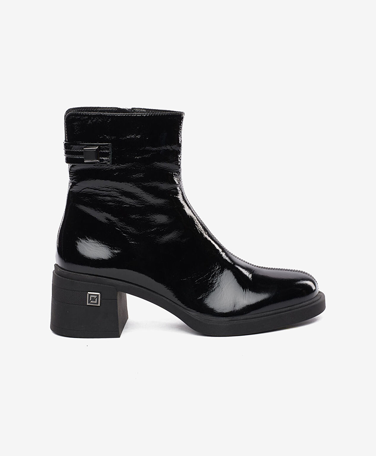 Kadın Siyah Rugan Hakiki Deri Topuklu Bot - 1