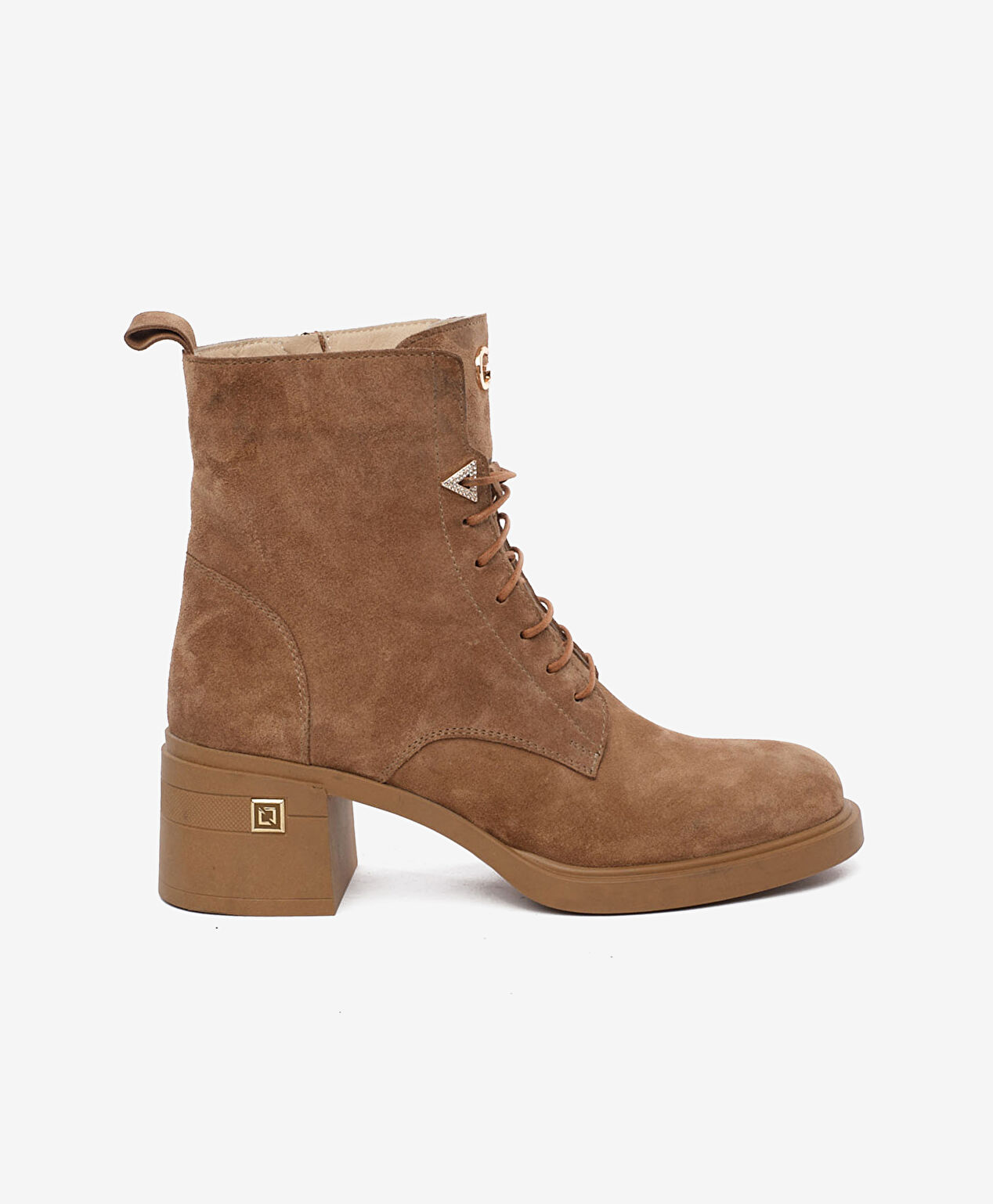 Kadın Taba Süet Hakiki Deri Topuklu Bot - 1