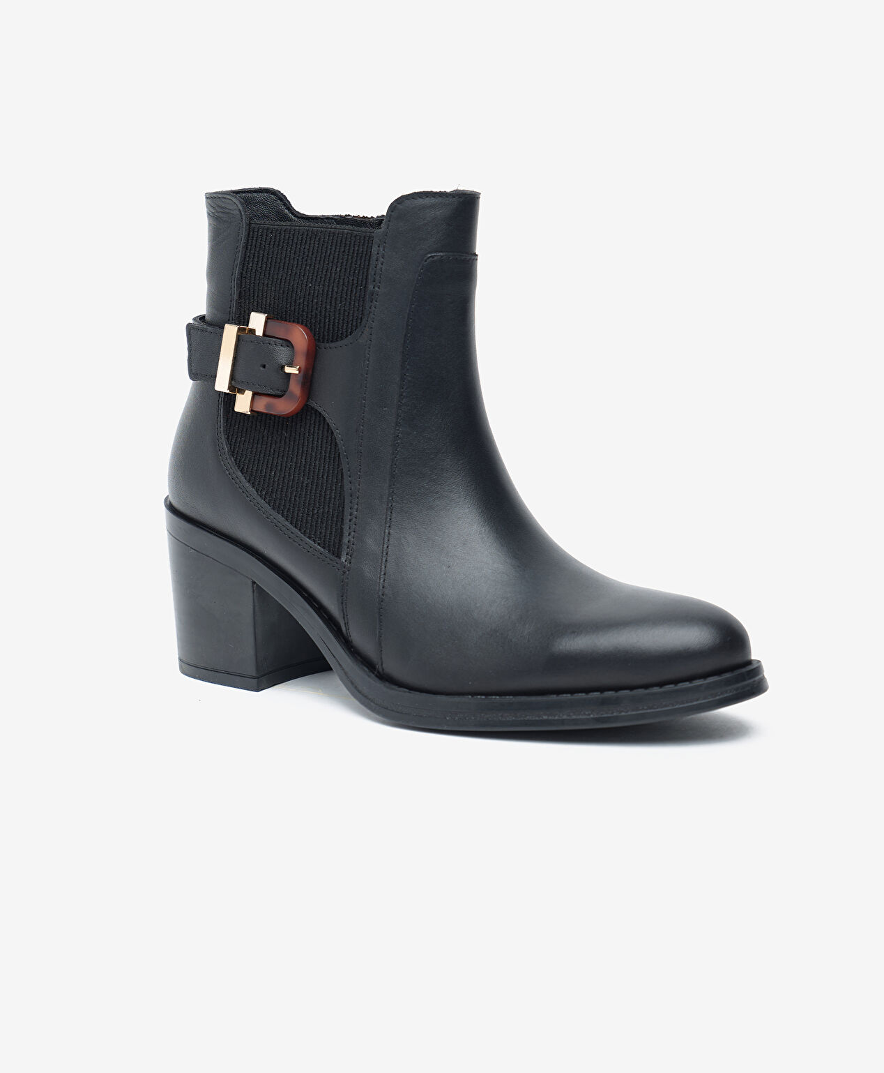 Kadın Siyah Hakiki Deri Topuklu Bot - 2