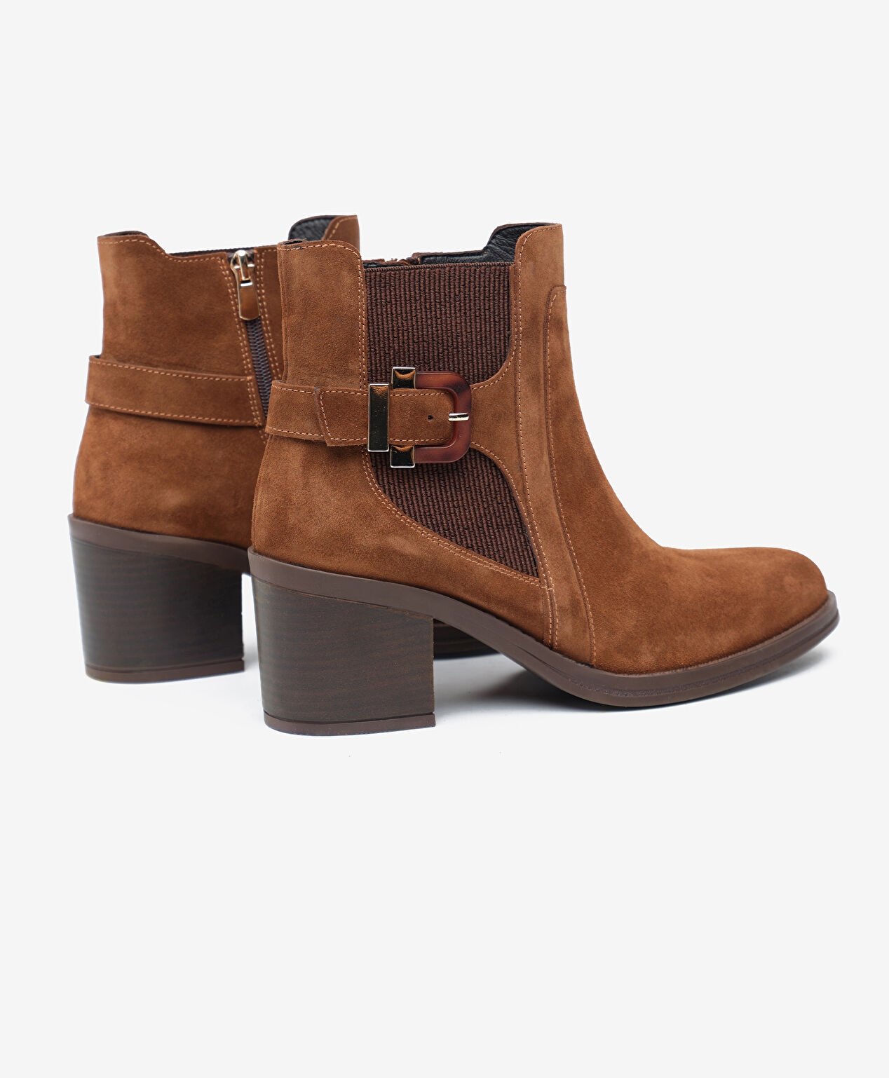 Kadın Taba Süet Hakiki Deri Topuklu Bot - 4