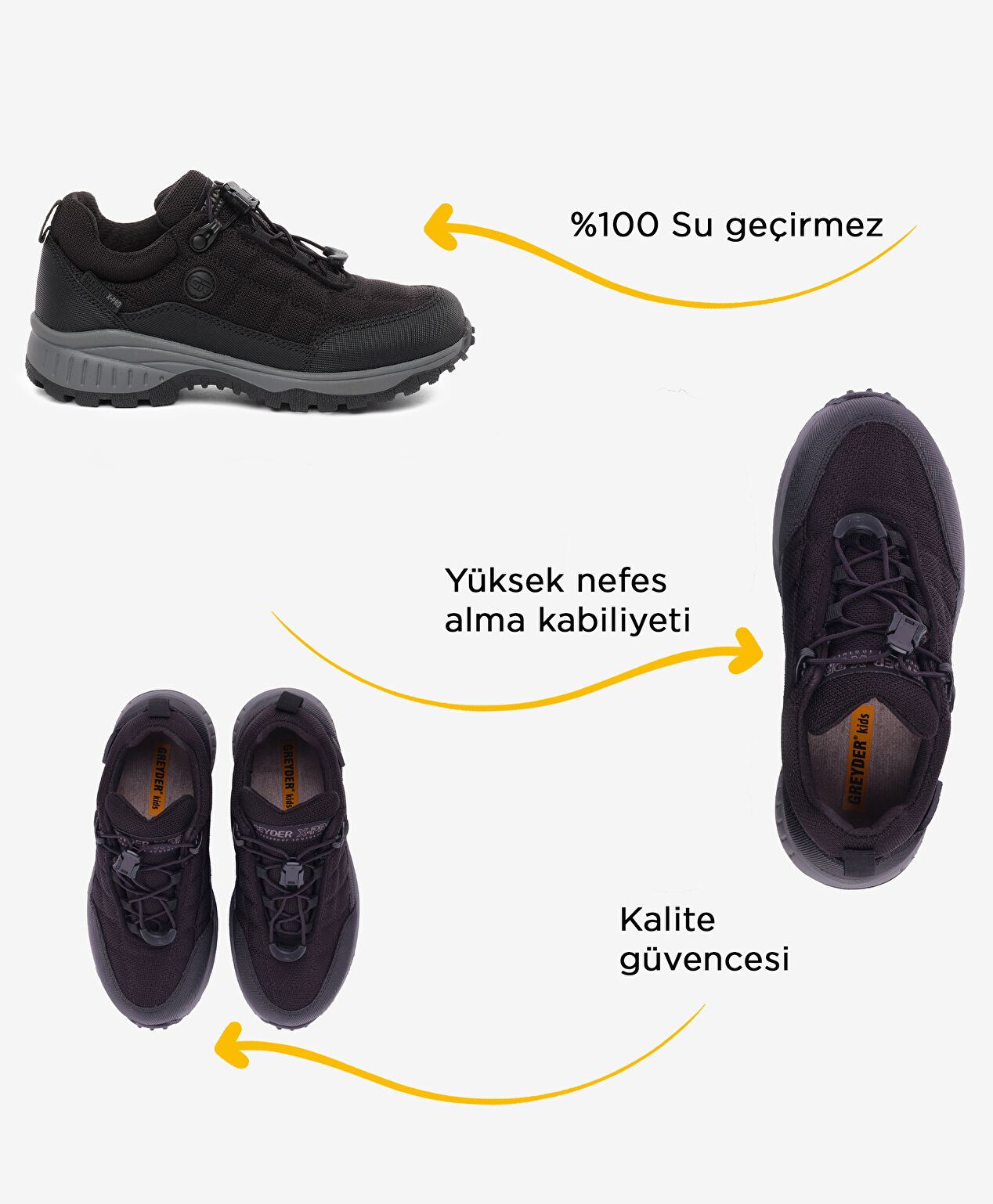 Çocuk Siyah Su Geçirmez Outdoor Ayakkabı - 2