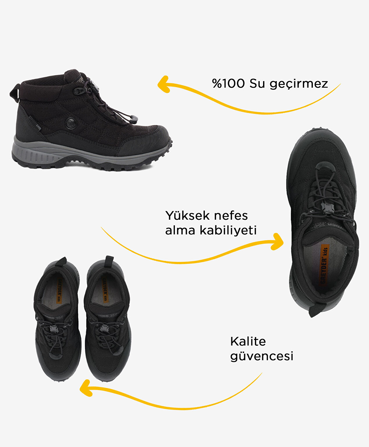 Erkek Çocuk Siyah Su Geçirmez Outdoor Bot - 2