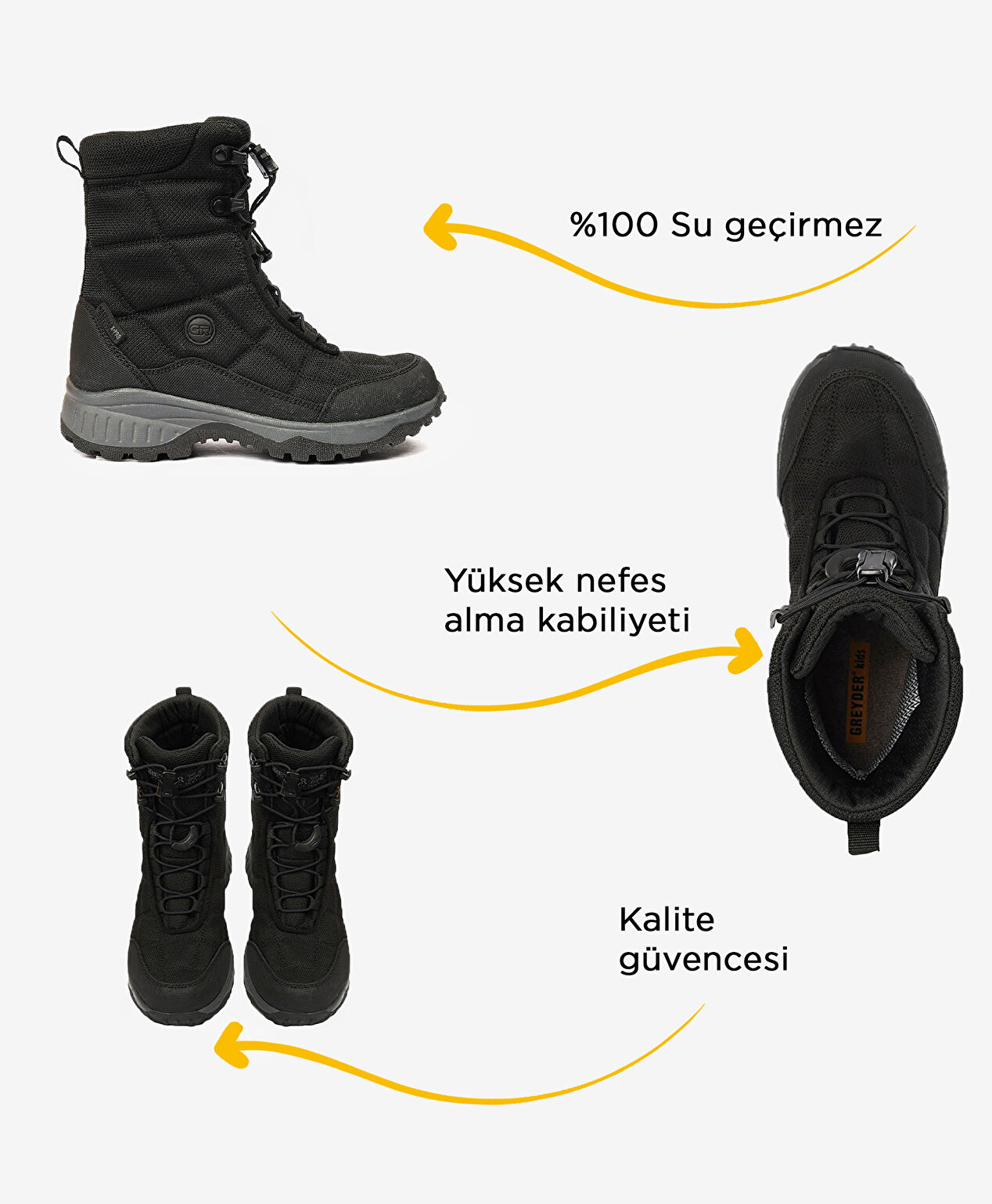 Erkek Çocuk Siyah Su Geçirmez Outdoor Bot - 2