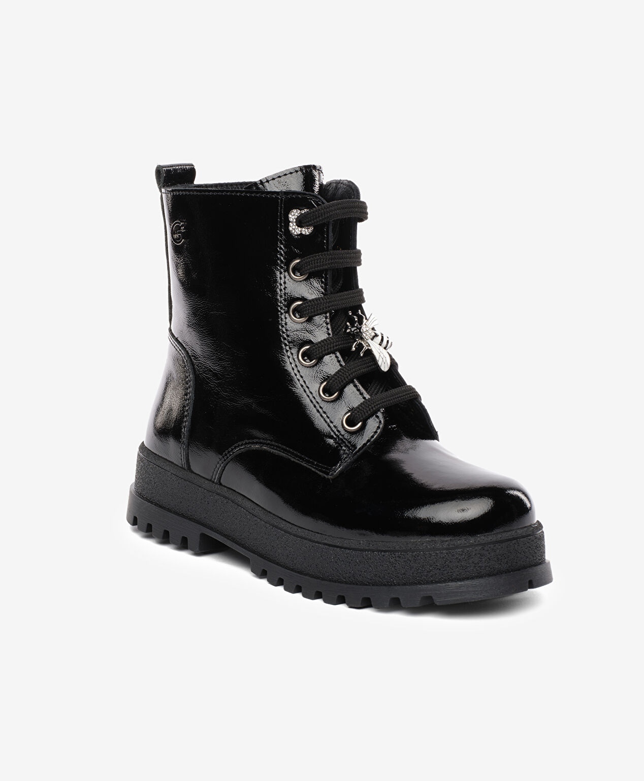 Çocuk Siyah Hakiki Deri Military Bot - 2