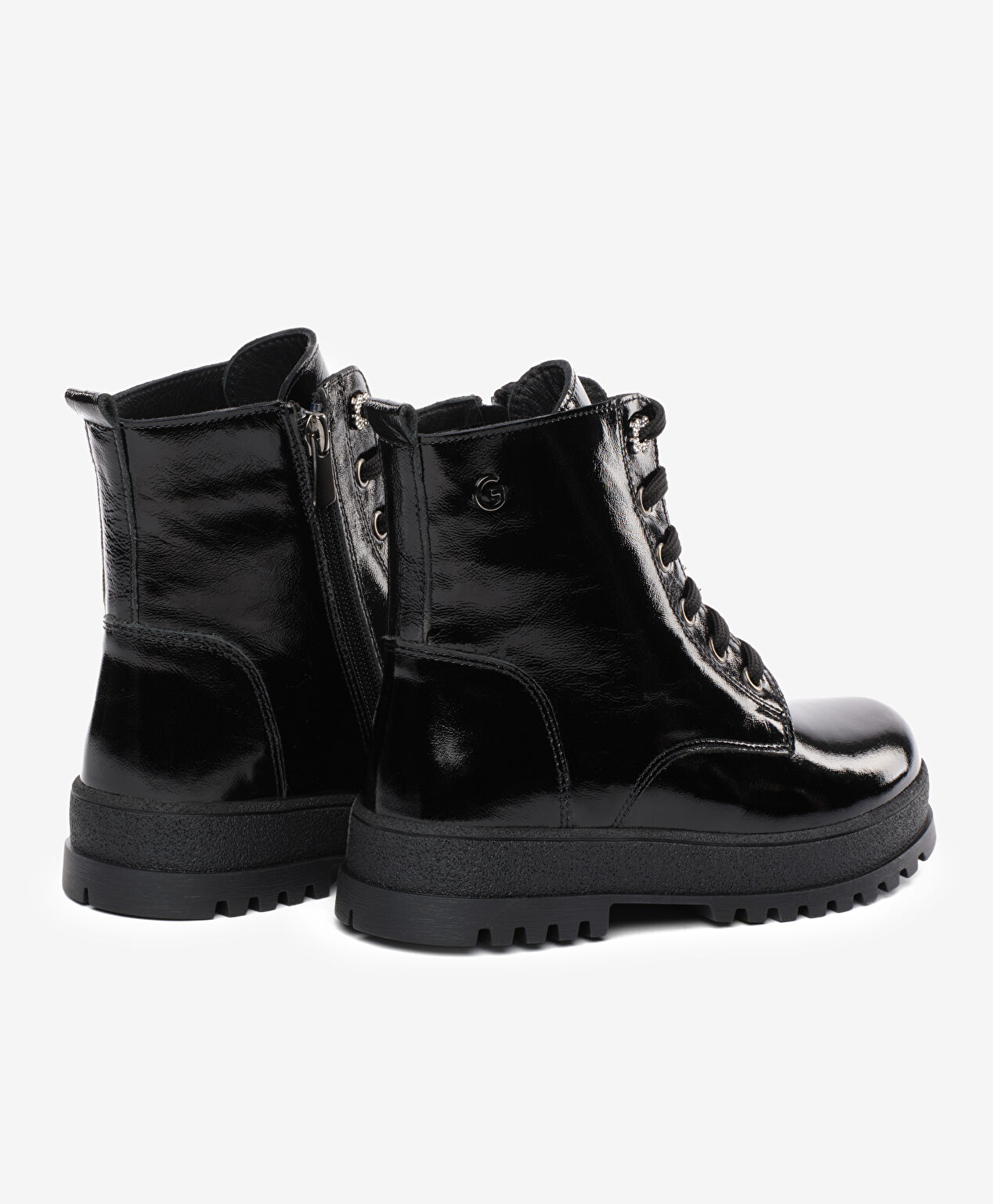 Çocuk Siyah Hakiki Deri Military Bot - 4