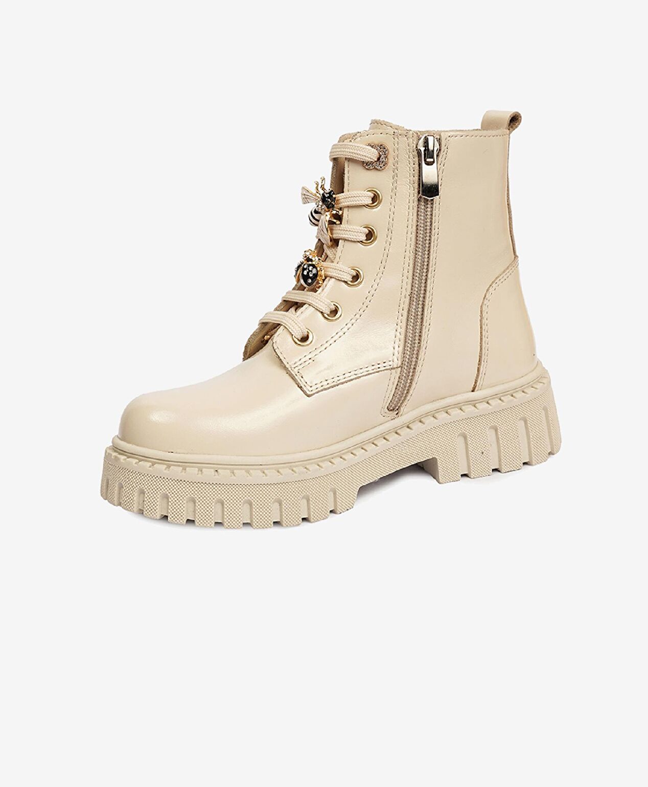 Çocuk Bej Hakiki Deri Military Bot - 3