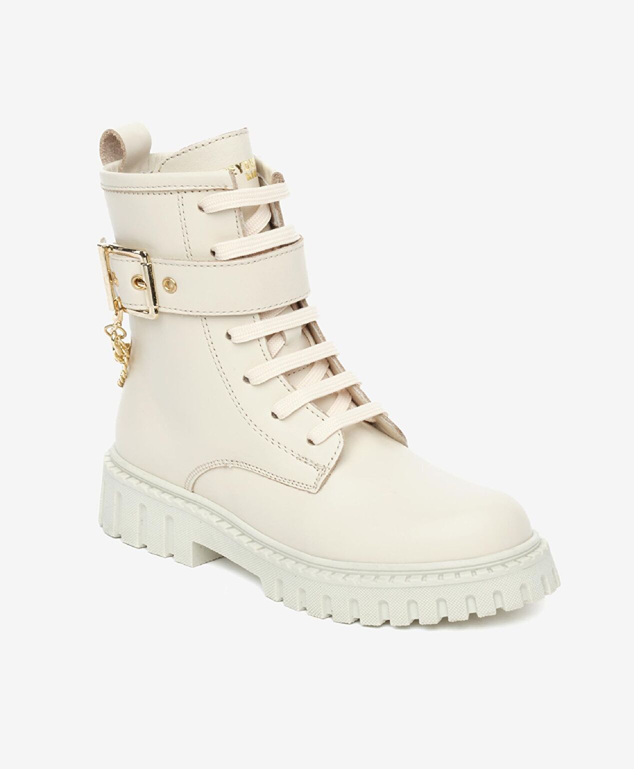 Çocuk Bej Hakiki Deri Military Bot - 2