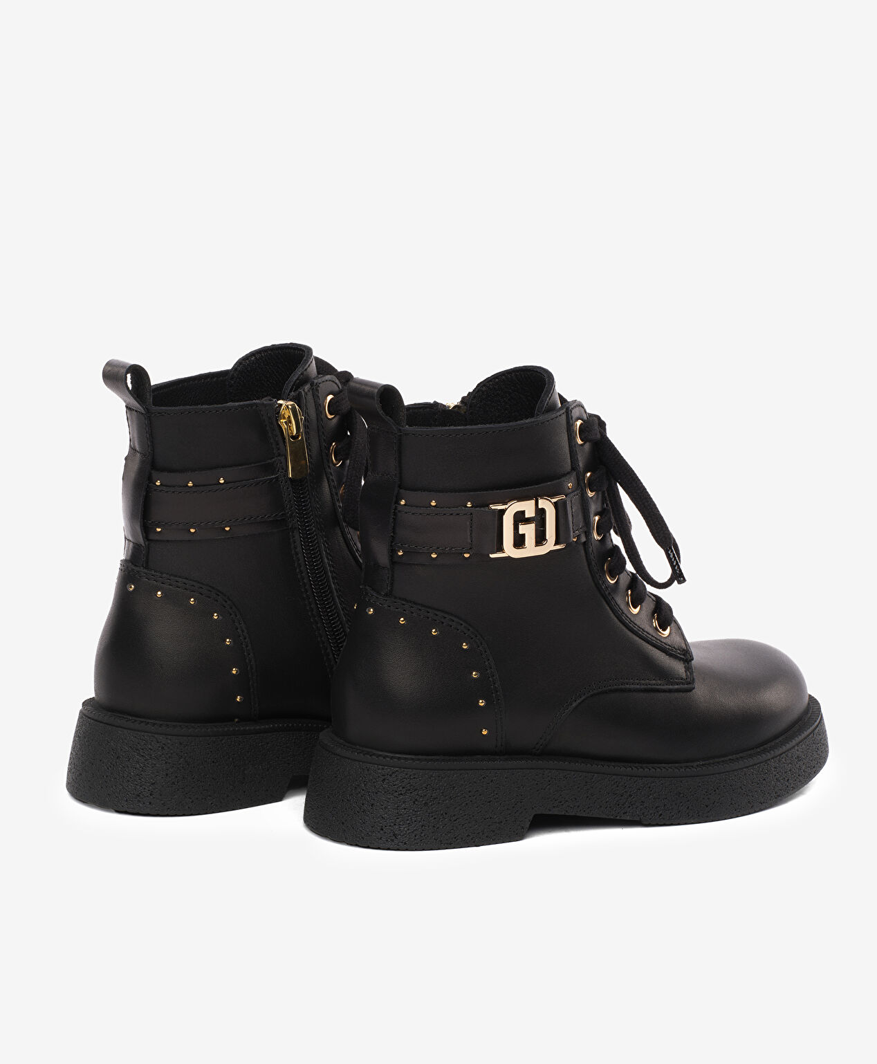 Kız Çocuk Siyah Hakiki Deri Military Bot - 4