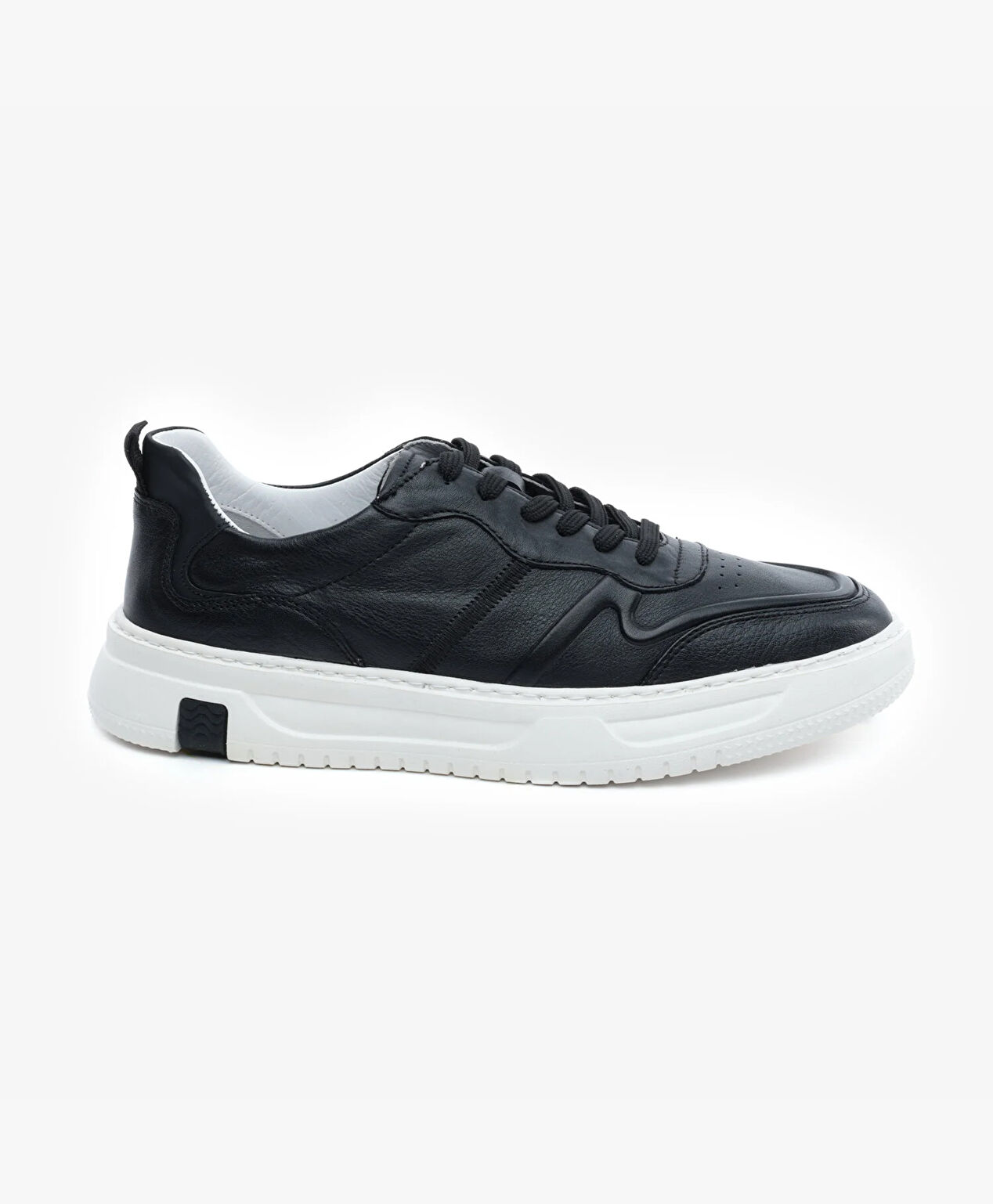 Erkek Siyah Hakiki Deri Sneaker Ayakkabı - 1