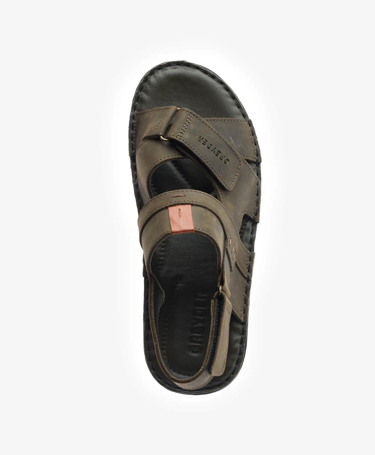 Erkek Haki Hakiki Deri Sandalet - 4