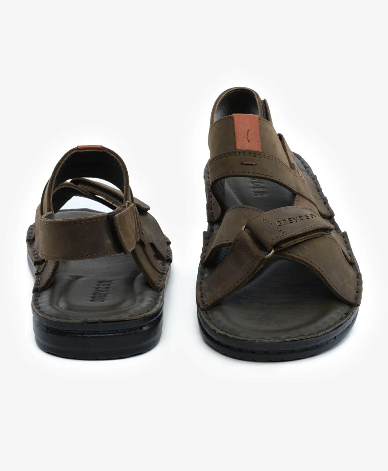 Erkek Haki Hakiki Deri Sandalet - 7