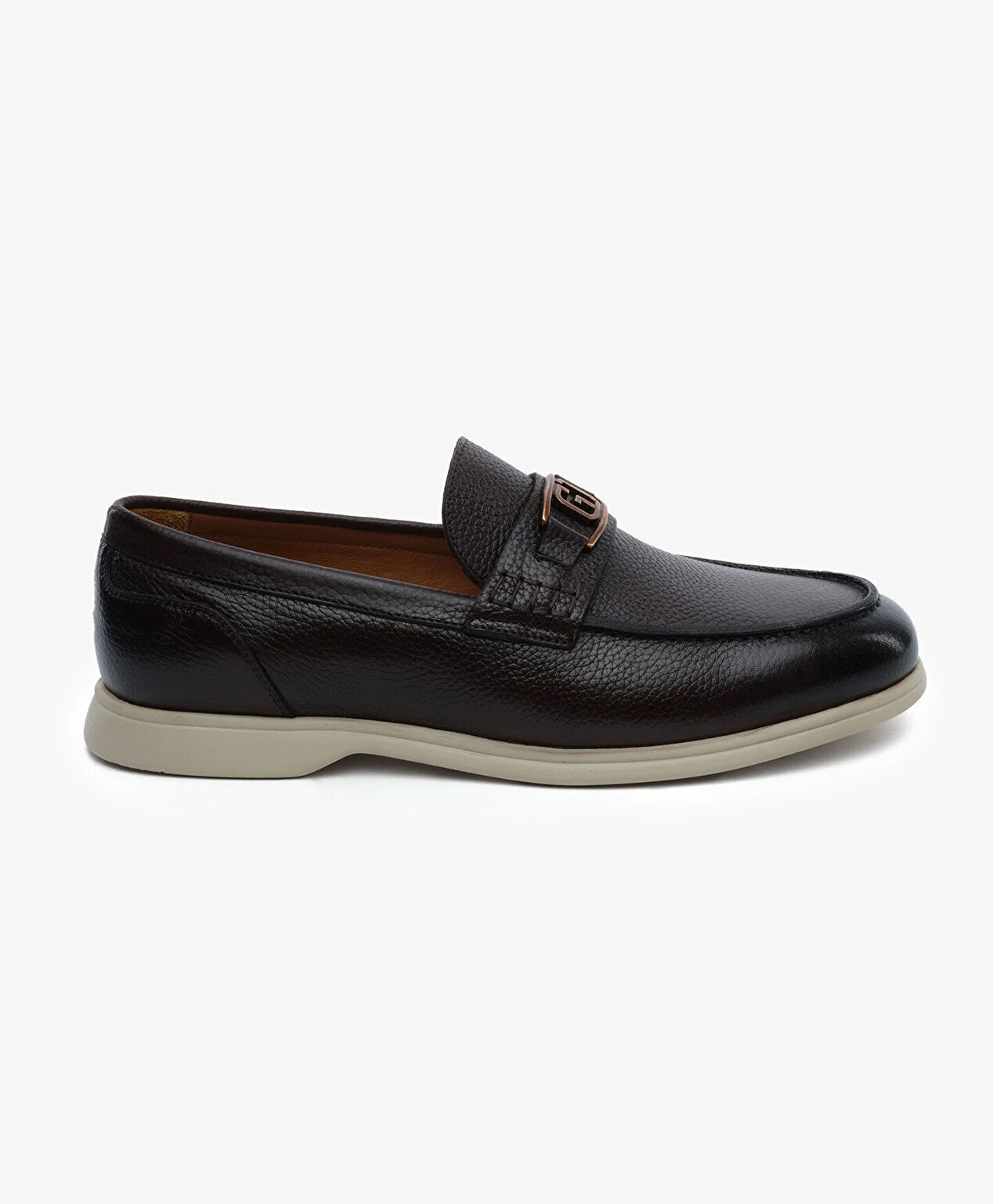 Erkek Kahverengi Hakiki Deri Loafer Ayakkabı - 1