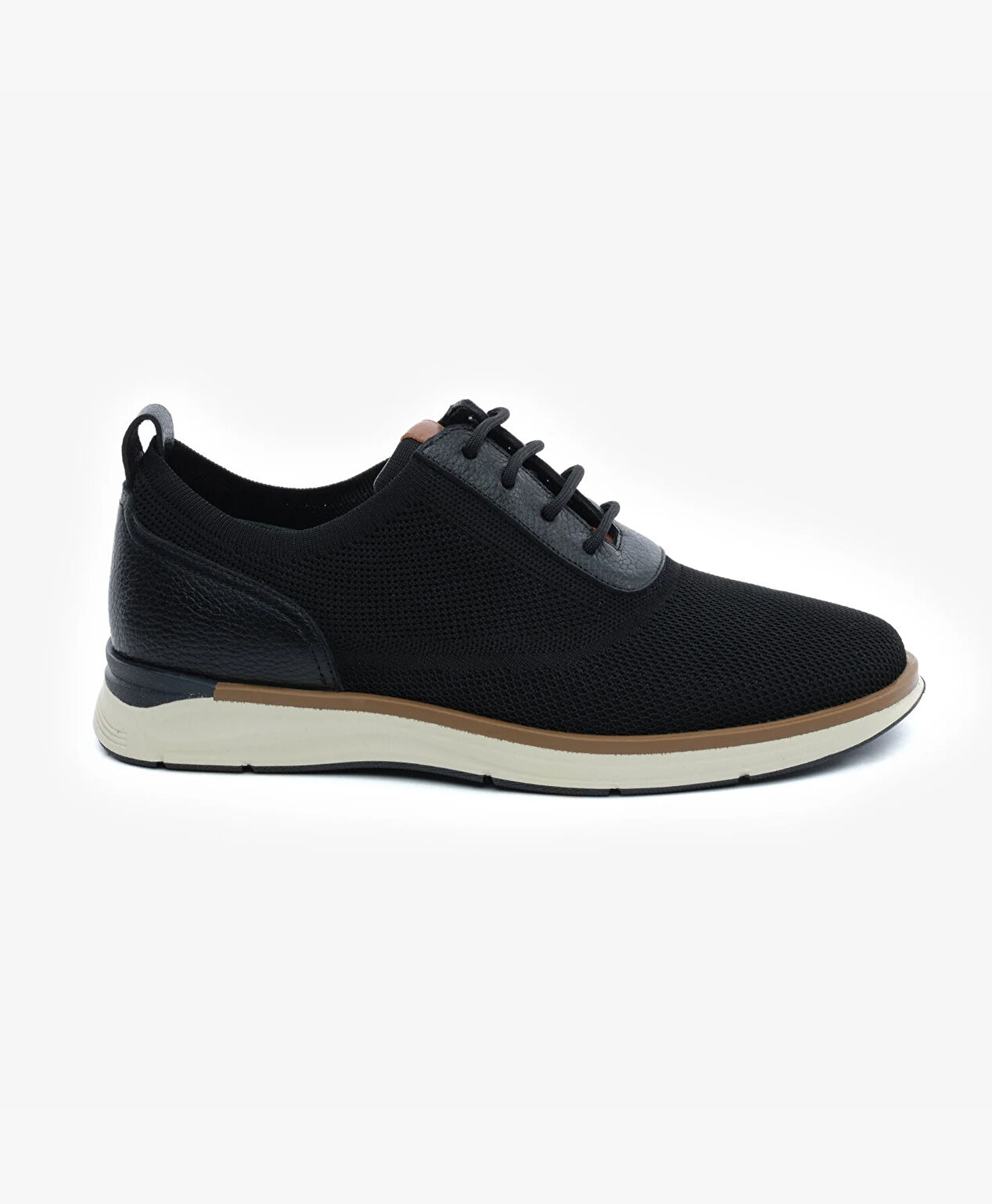 Erkek Siyah Hakiki Deri Sneaker Ayakkabı - 1