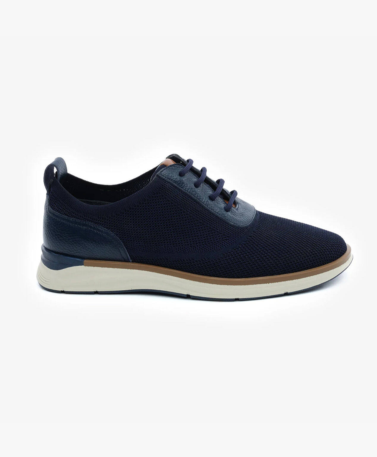 Erkek Lacivert Hakiki Deri Sneaker Ayakkabı - 1