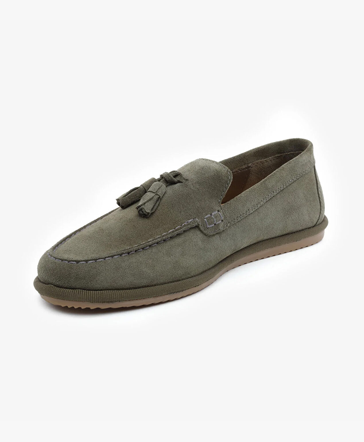Erkek Haki Hakiki Deri Loafer Ayakkabı - 3