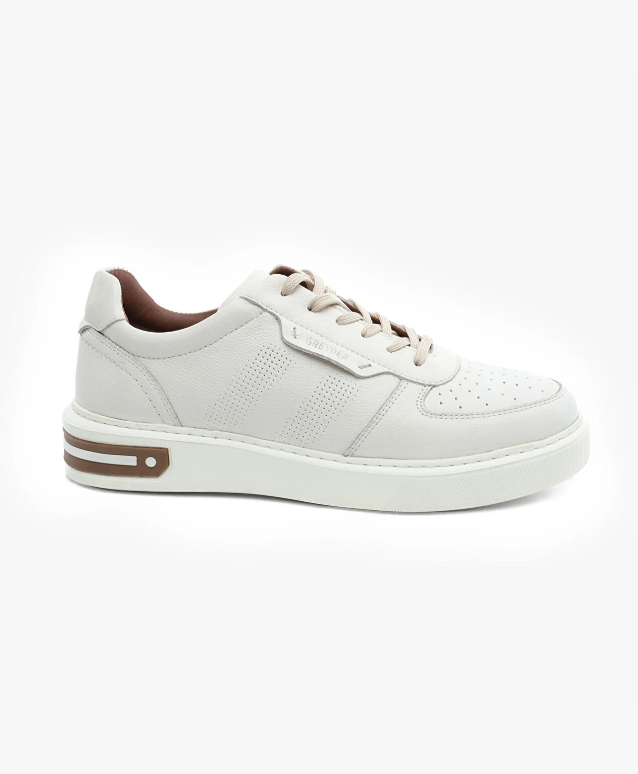 Erkek Bej Hakiki Deri Sneaker Ayakkabı - 1