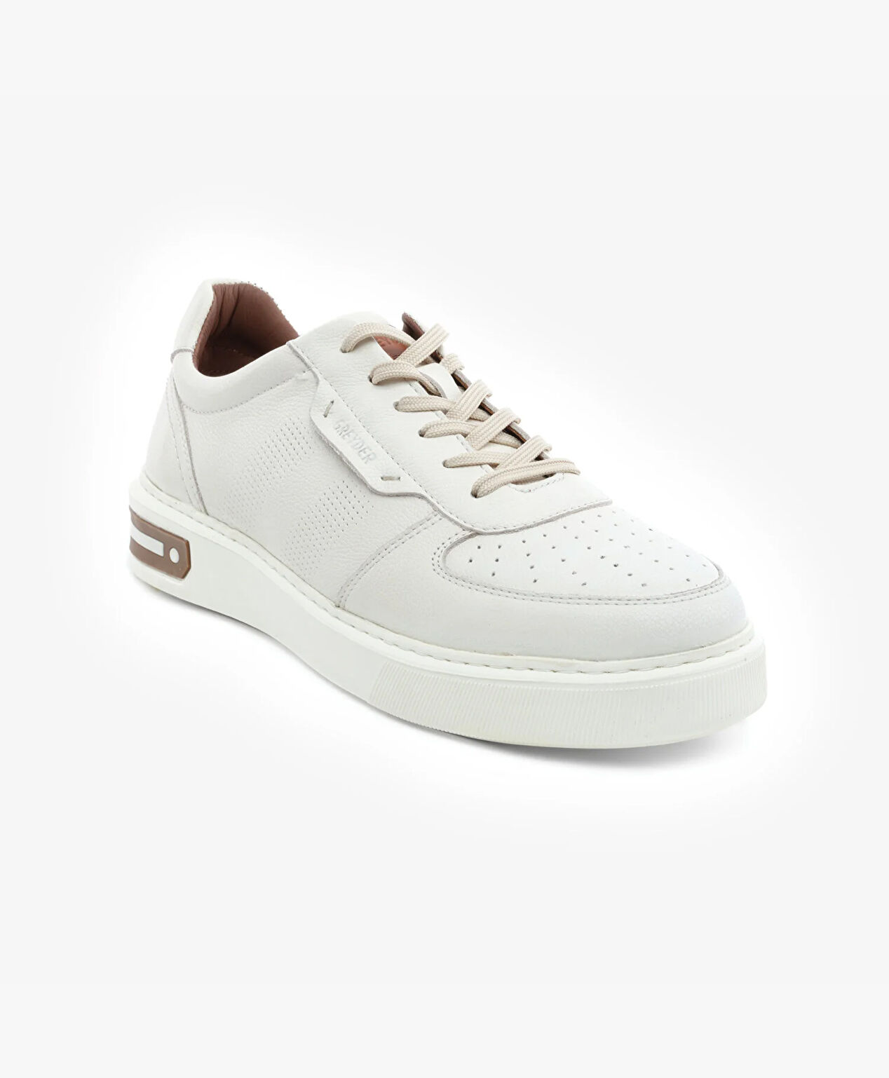 Erkek Bej Hakiki Deri Sneaker Ayakkabı - 2