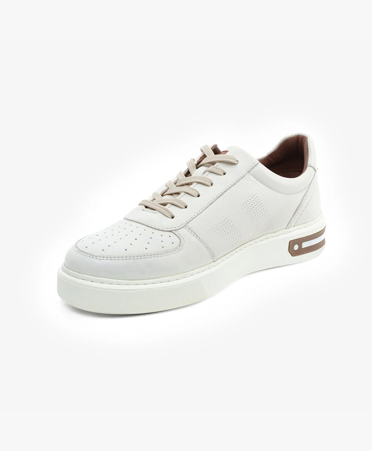 Erkek Bej Hakiki Deri Sneaker Ayakkabı - 3