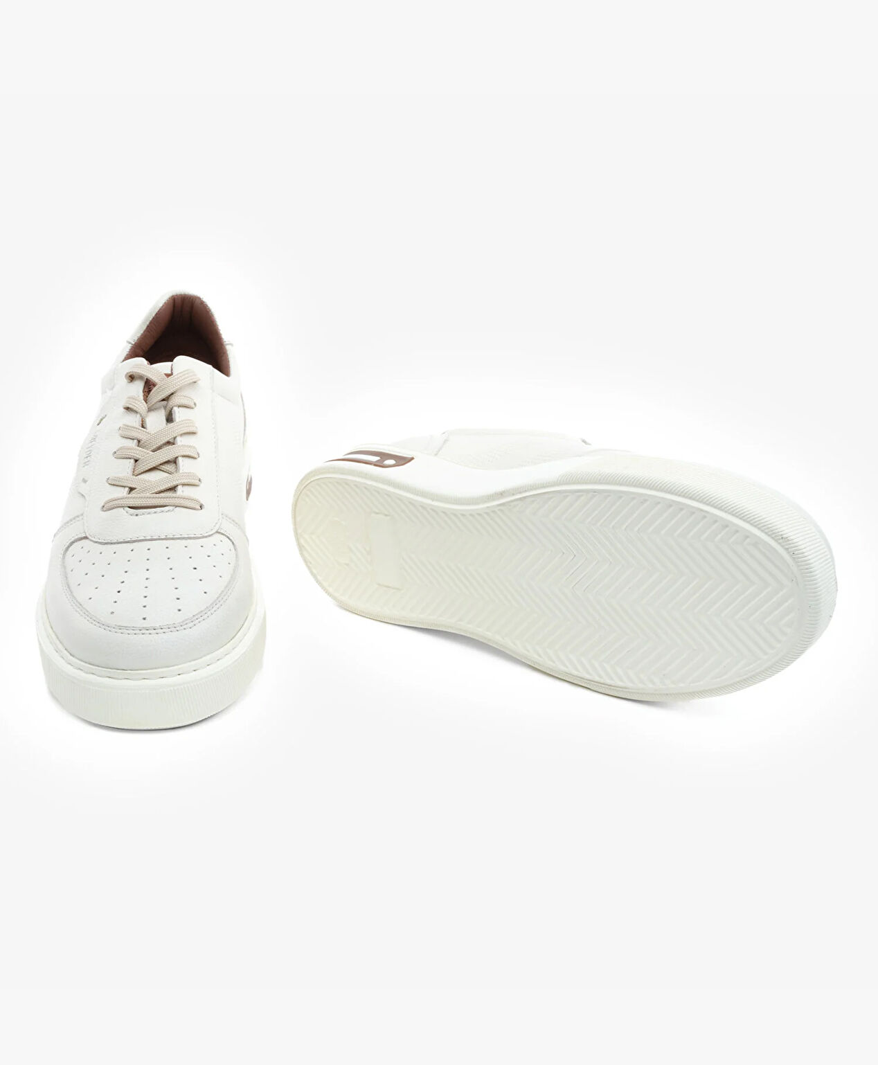 Erkek Bej Hakiki Deri Sneaker Ayakkabı - 6