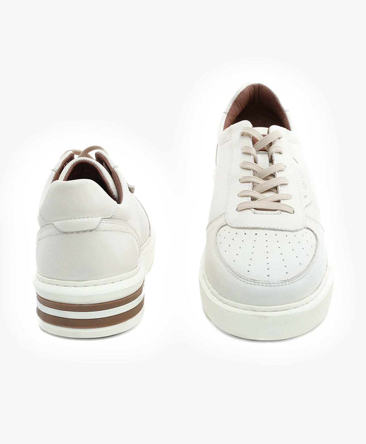 Erkek Bej Hakiki Deri Sneaker Ayakkabı - 7