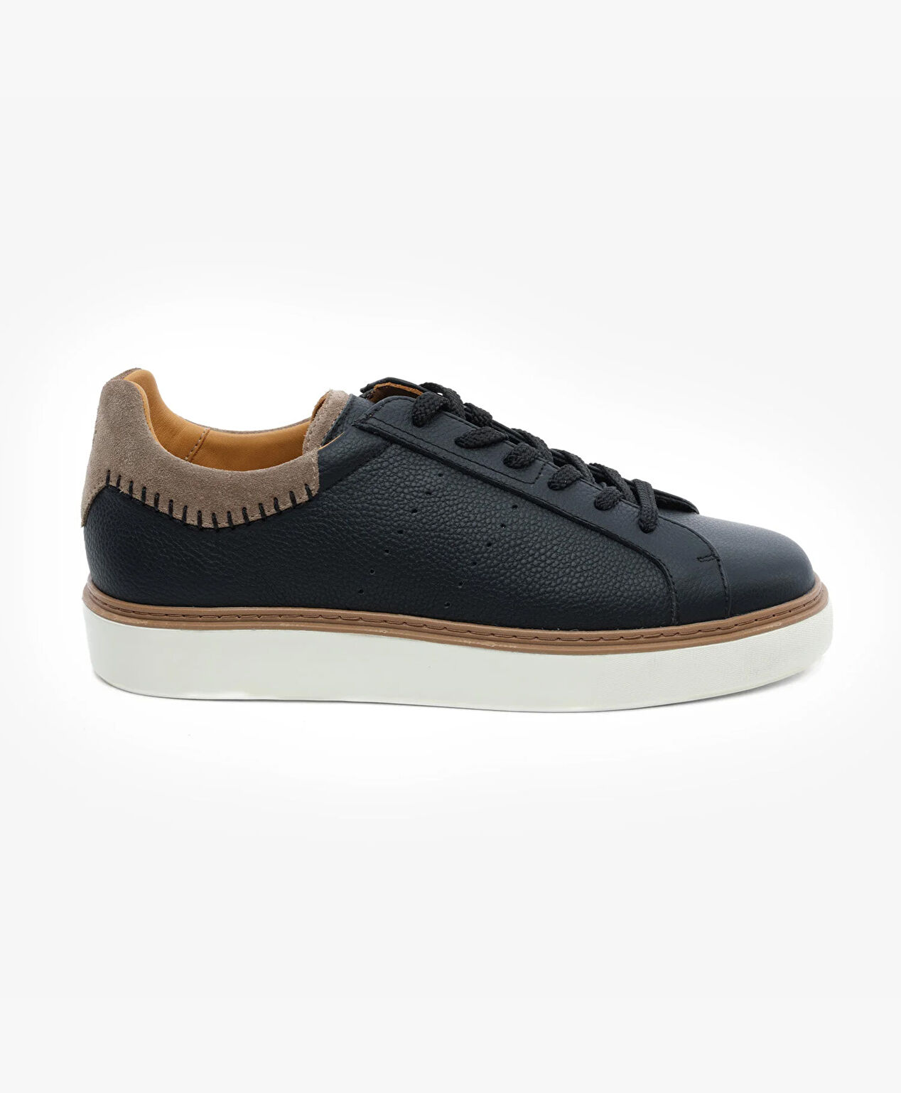 Erkek Siyah Hakiki Deri Sneaker Ayakkabı - 1