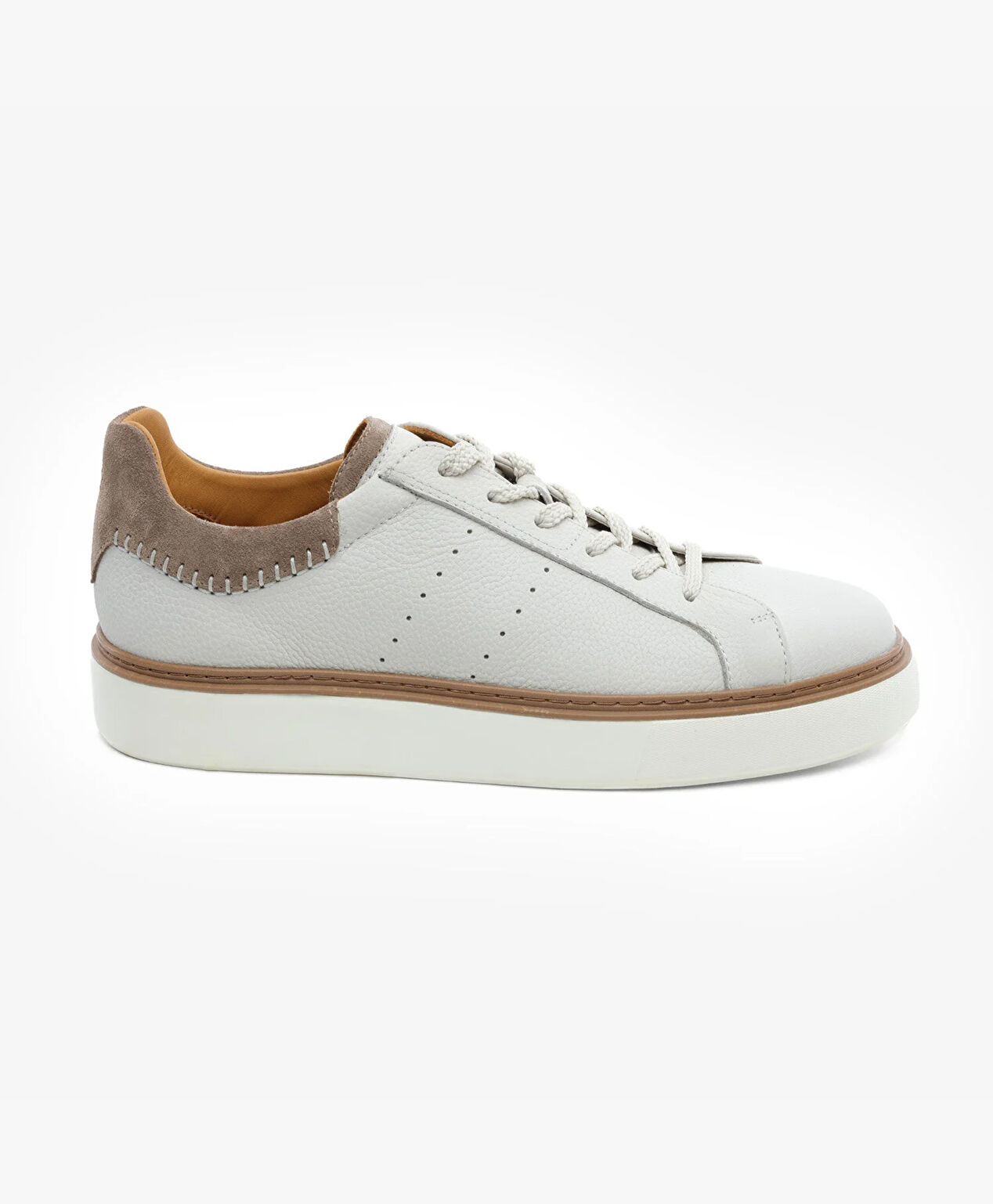 Erkek Kirli Beyaz Hakiki Deri Sneaker Ayakkabı - 1