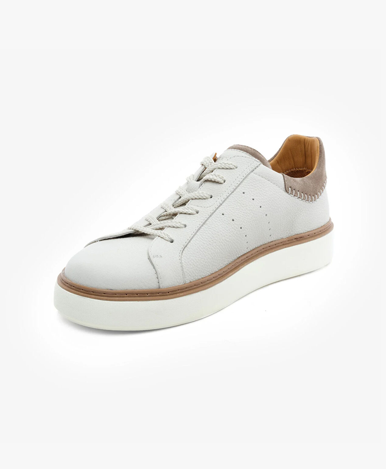 Erkek Kirli Beyaz Hakiki Deri Sneaker Ayakkabı - 3