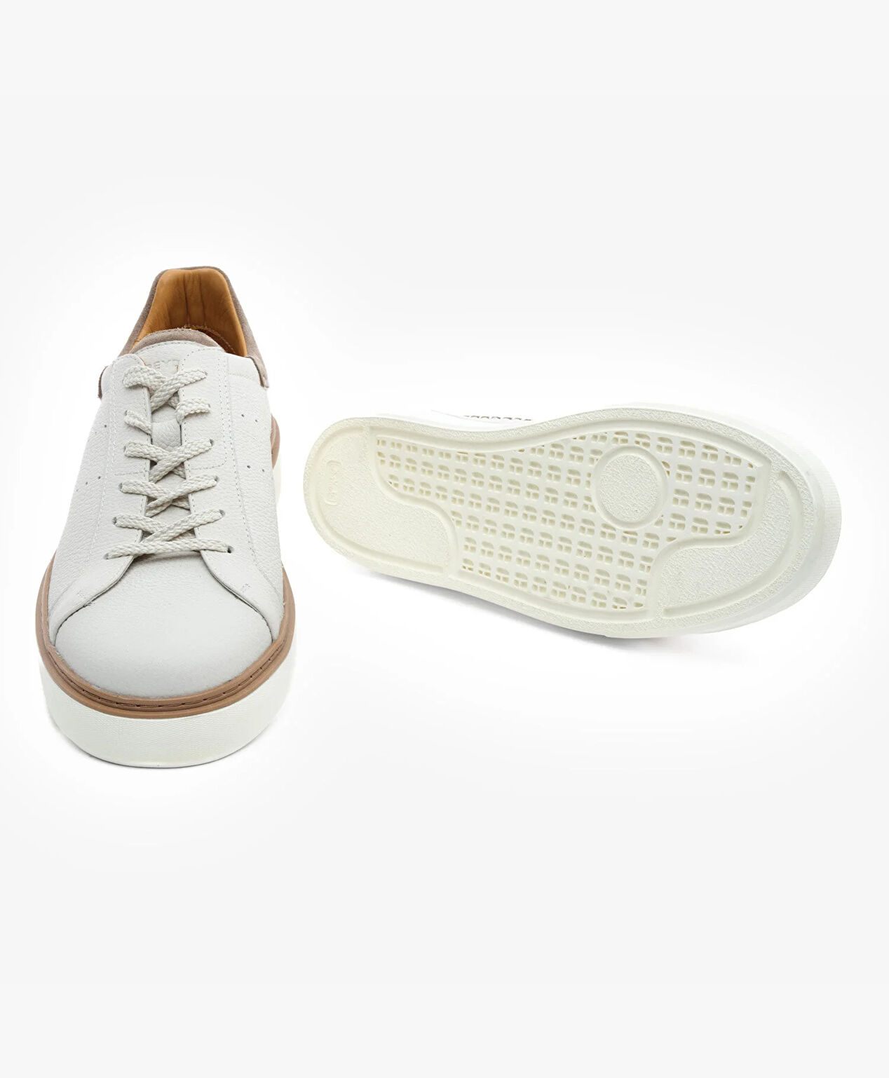 Erkek Kirli Beyaz Hakiki Deri Sneaker Ayakkabı - 6