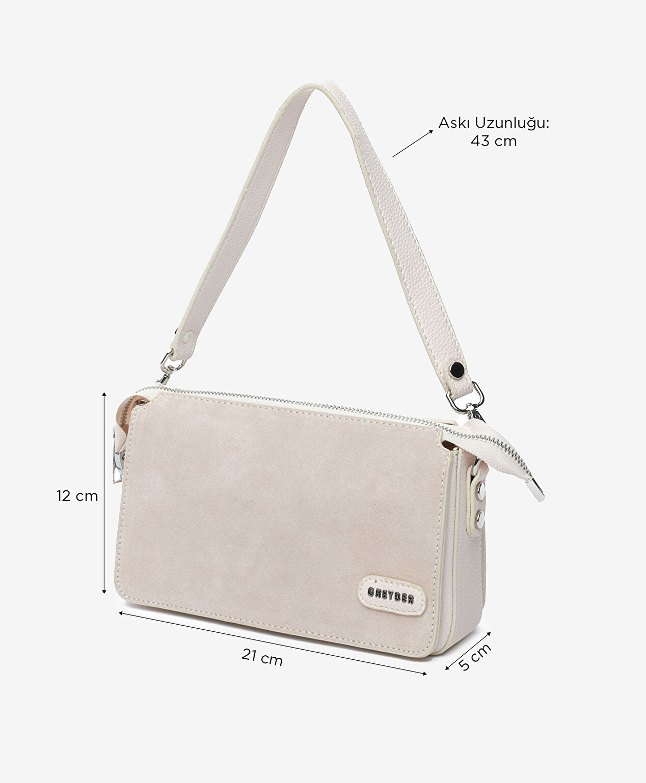 Kadın Krem Omuz Çantası - 6