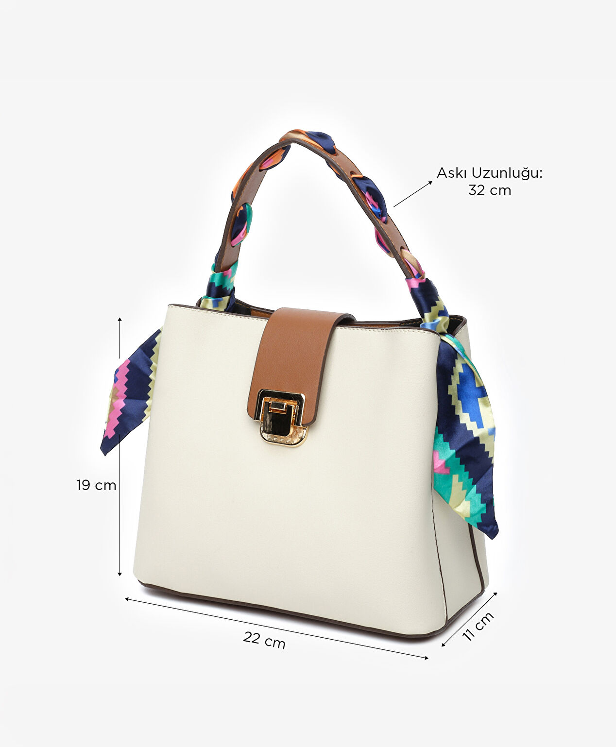 Kadın Krem Kol Çantası - 7