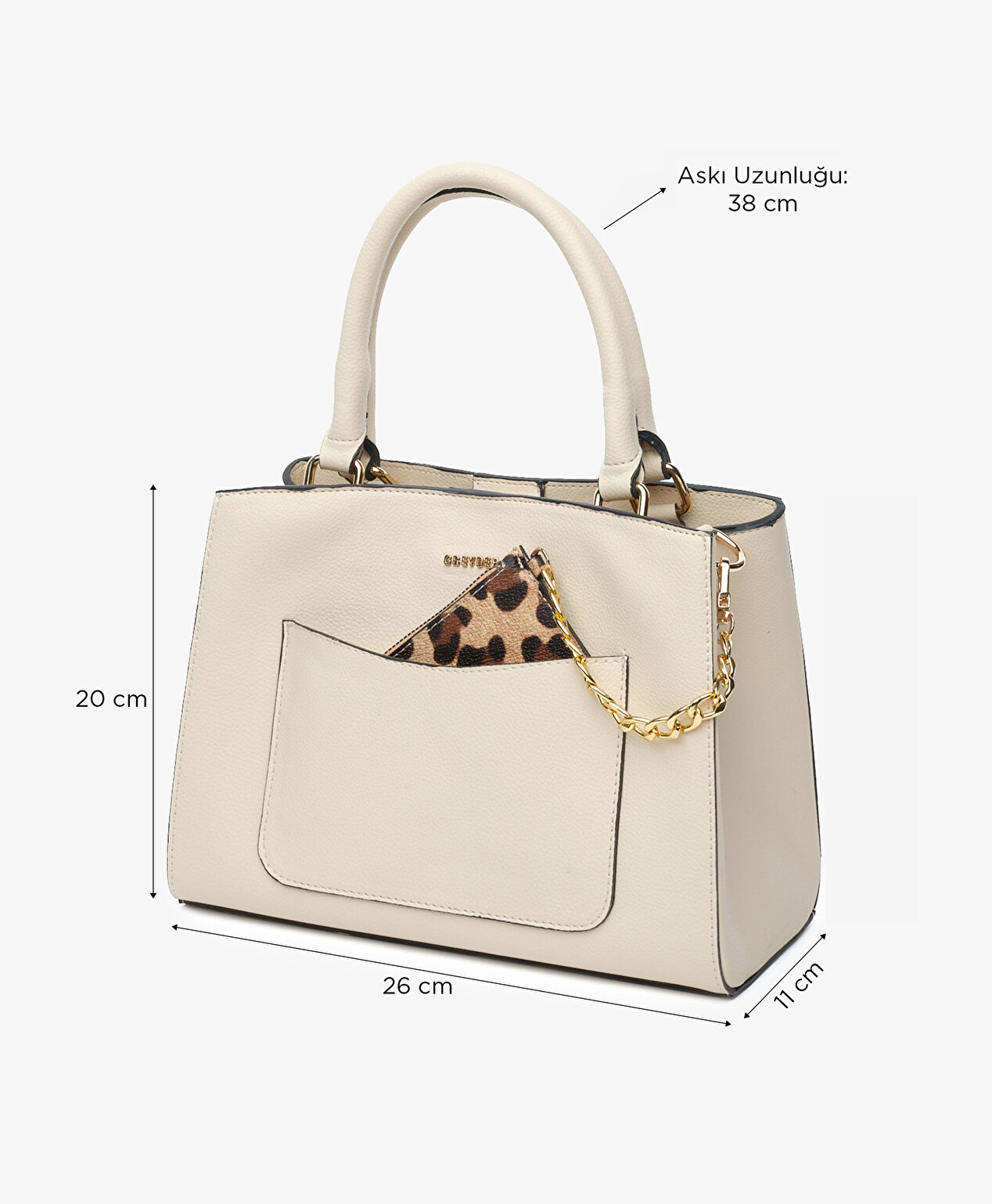 Kadın Krem Kol Çantası - 6