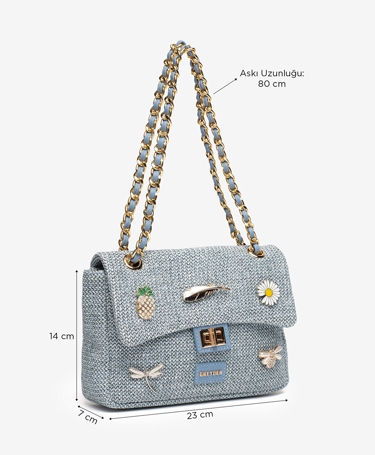 Kadın Mavi Omuz Çantası - 6