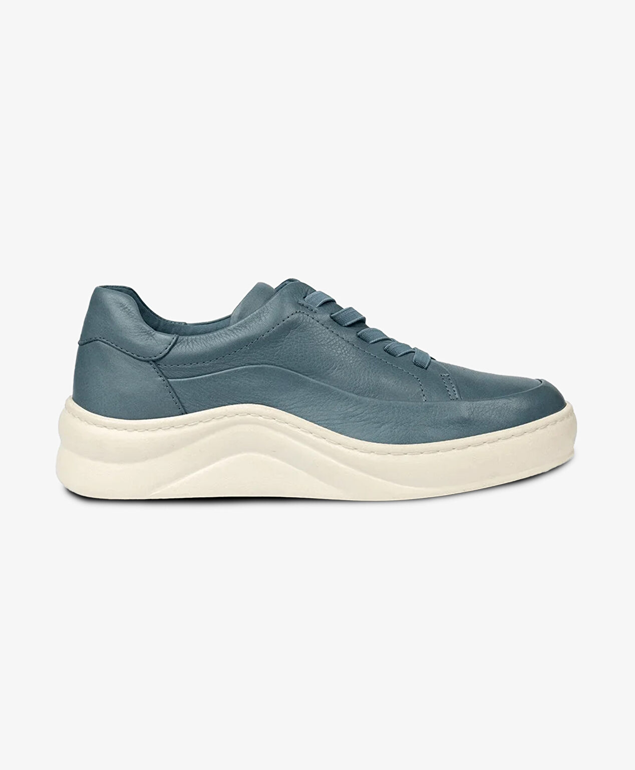 Kadın Kot Mavi Hakiki Deri Sneaker Ayakkabı - 1