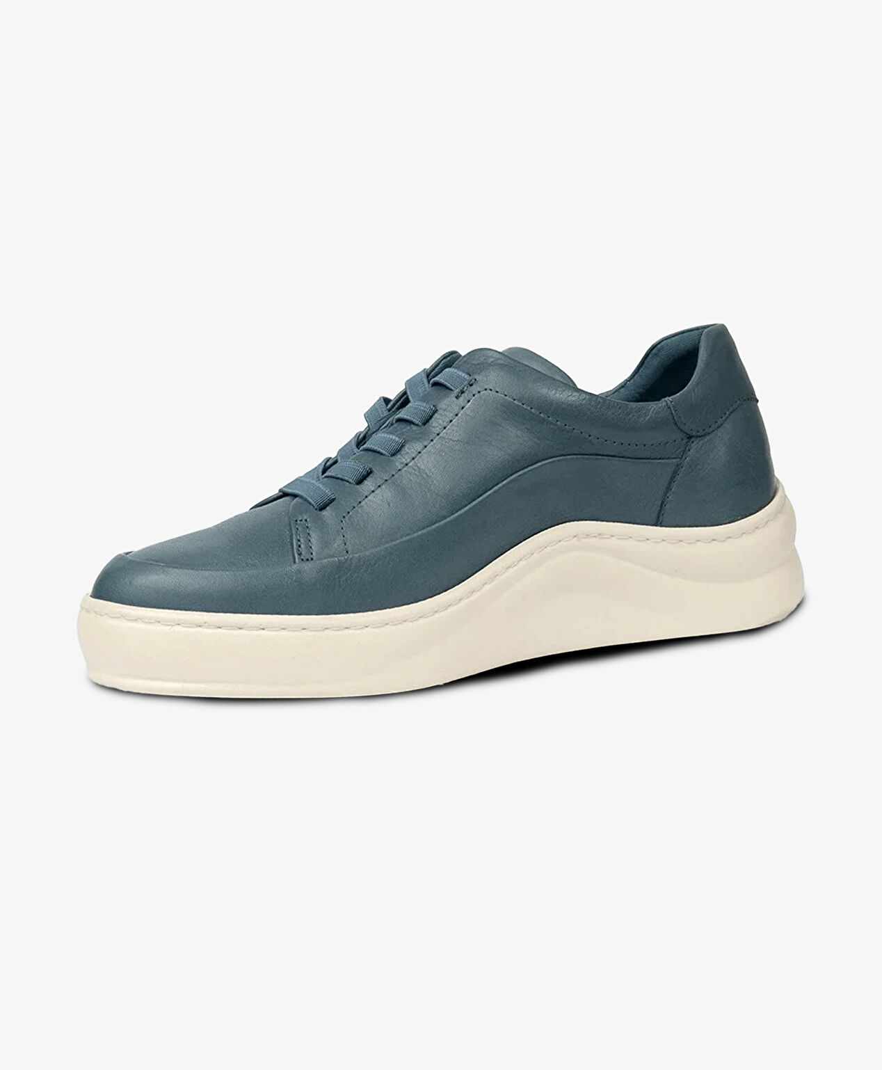 Kadın Kot Mavi Hakiki Deri Sneaker Ayakkabı - 3