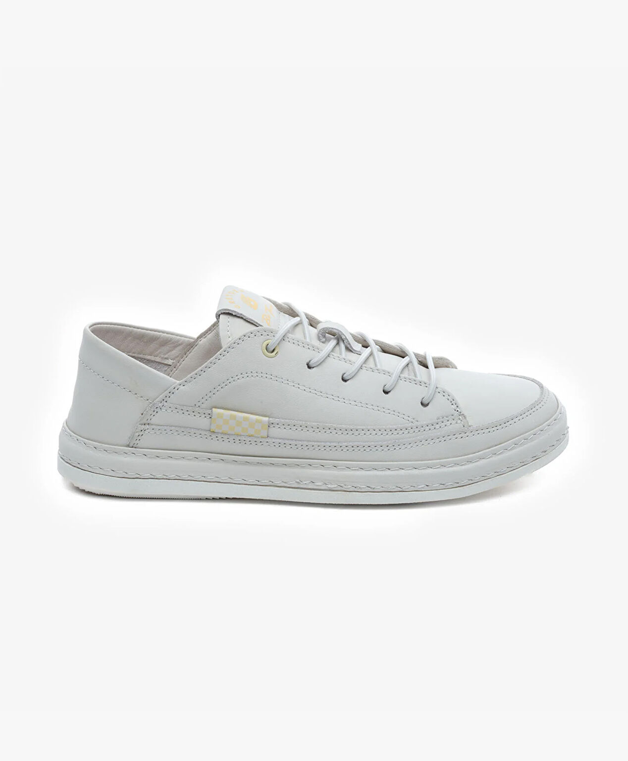 Kadın Kirli Beyaz Hakiki Deri Sneaker Ayakkabı - 1