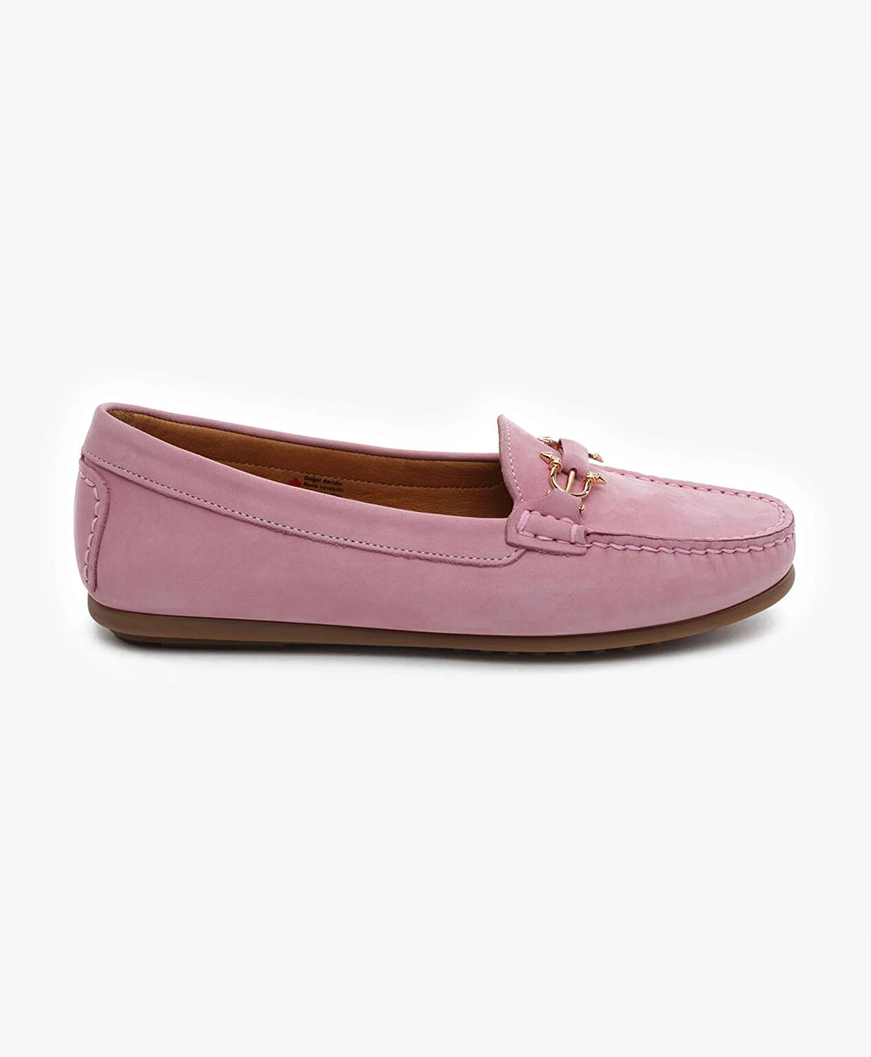 Kadın Pembe Hakiki Deri Loafer Ayakkabı - 1