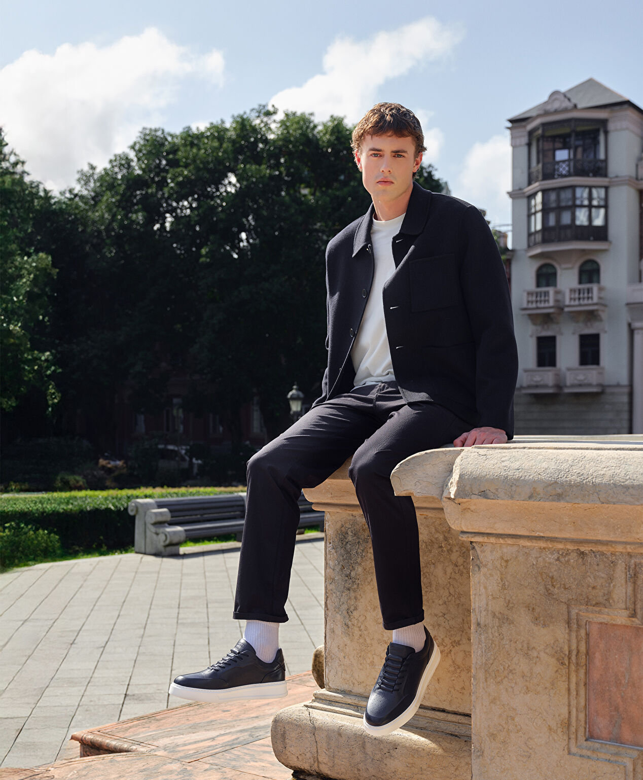 Erkek Lacivert Hakiki Deri Sneaker Ayakkabı - 7