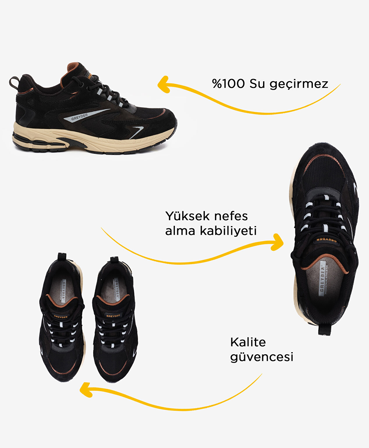 Kadın Siyah Su Geçirmez Outdoor Ayakkabı - 2