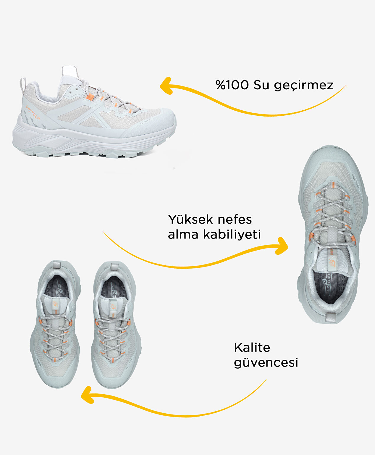 Kadın Açık Gri Su Geçirmez Outdoor Ayakkabı - 2