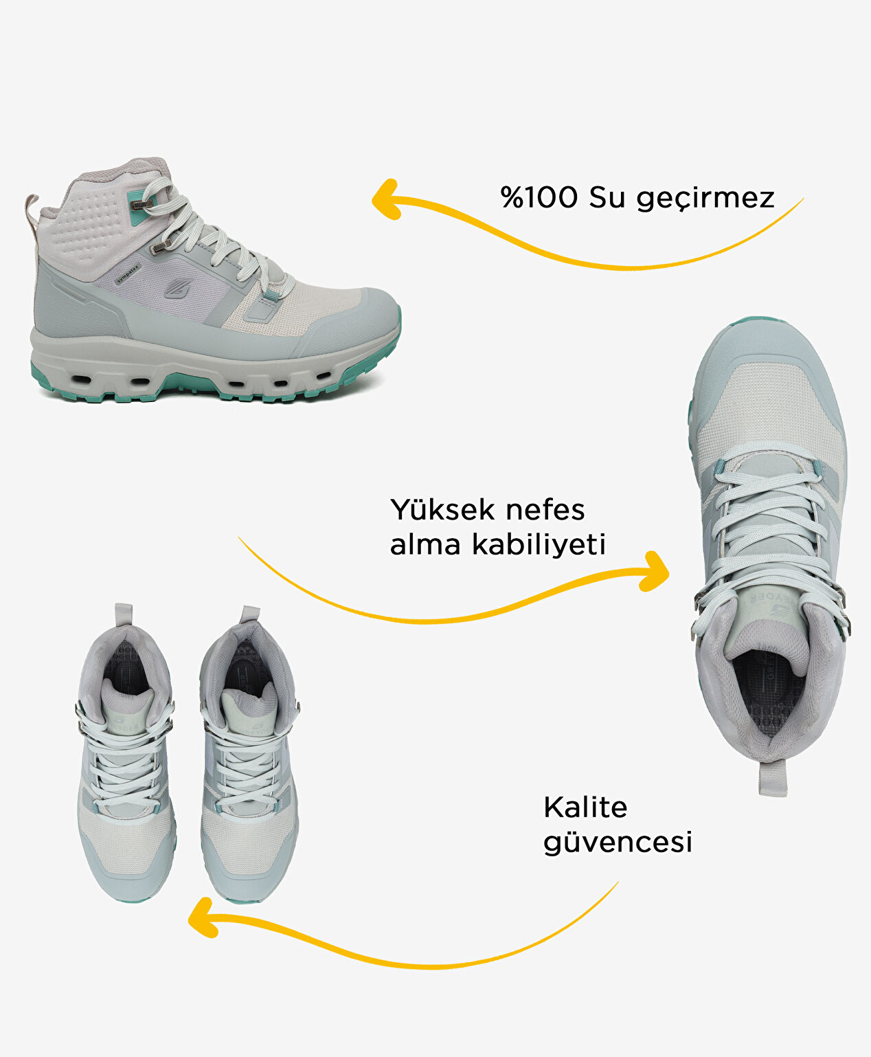 Kadın Açık Gri Su Geçirmez Outdoor Bot - 2