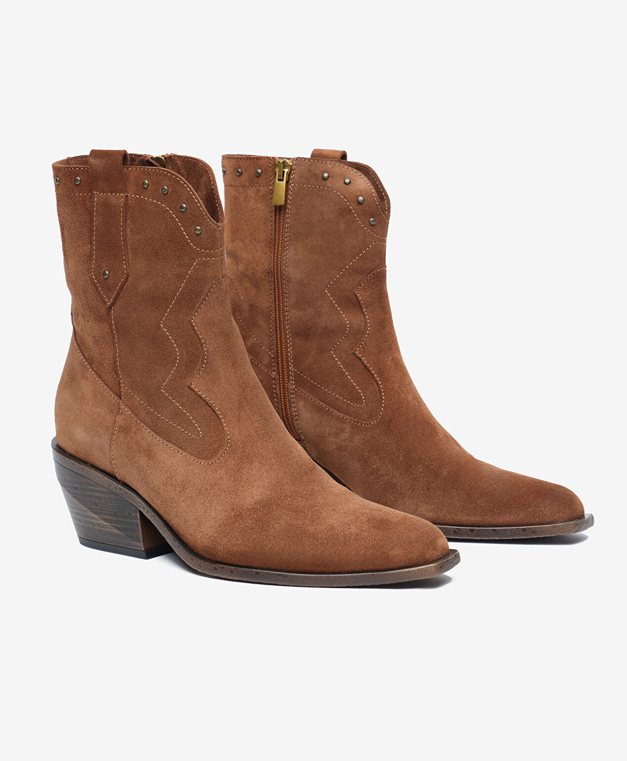 Kadın Taba Süet Hakiki Deri Topuklu Bot - 3