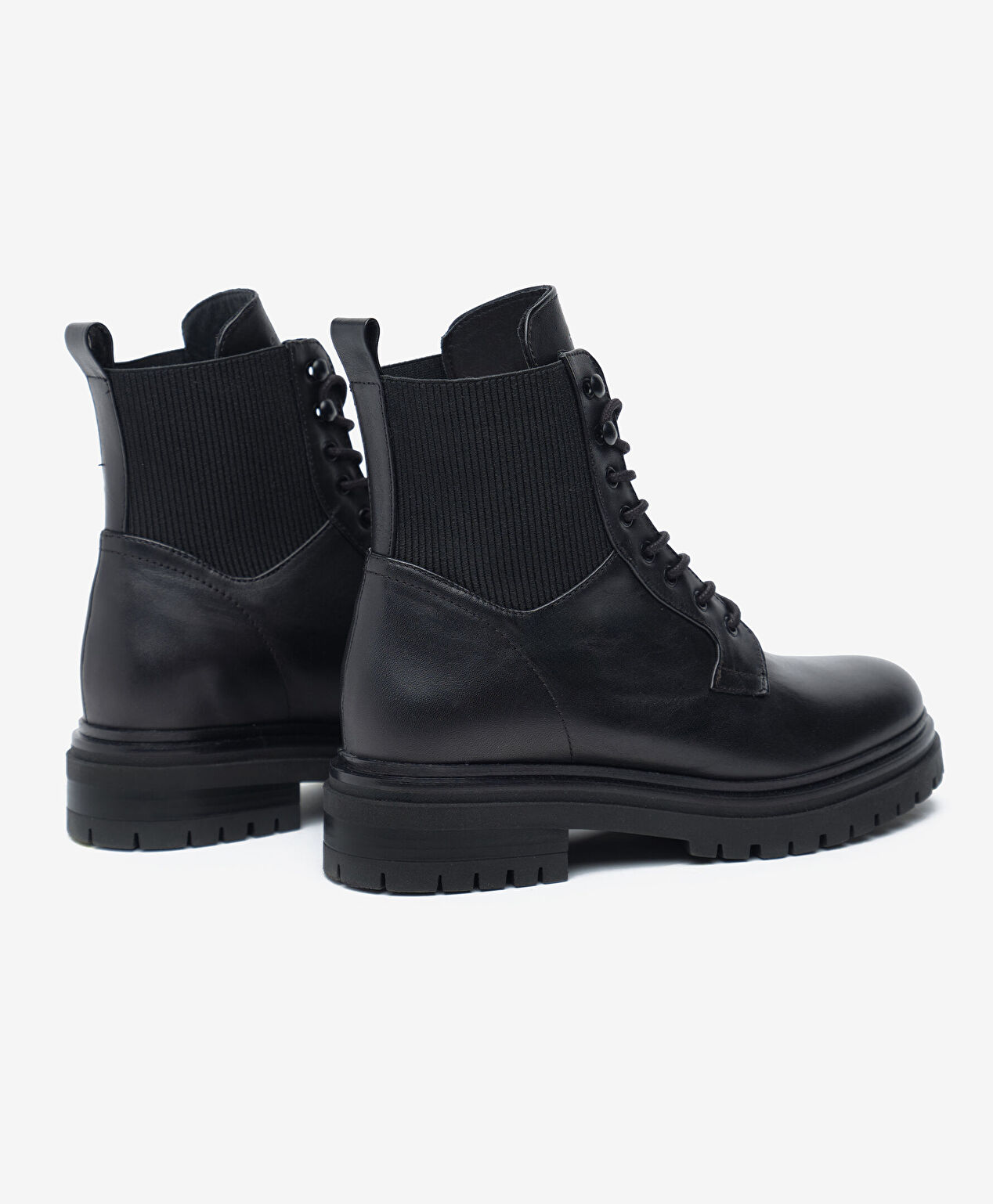 Kadın Siyah Hakiki Deri Military Bot - 4