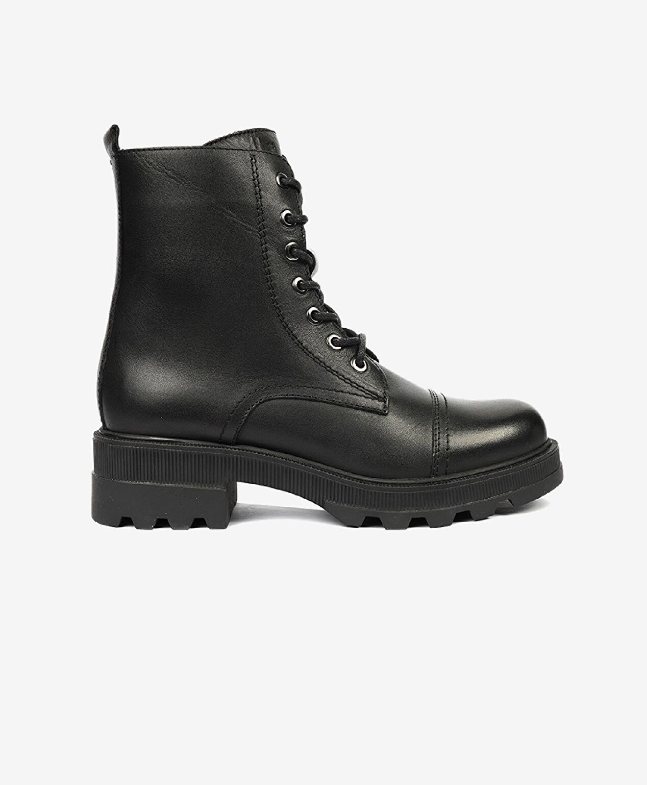 Kadın Siyah Hakiki Deri Military Bot - 1