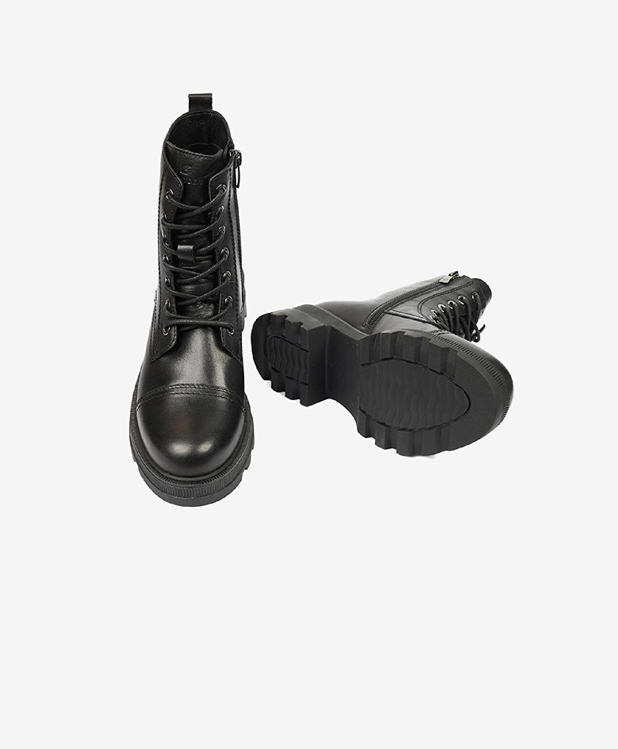 Kadın Siyah Hakiki Deri Military Bot - 6