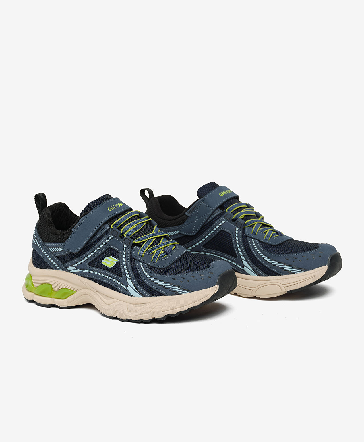 Çocuk Lacivert Yeşil Su Geçirmez Hakiki Deri Spor Ayakkabı - 4